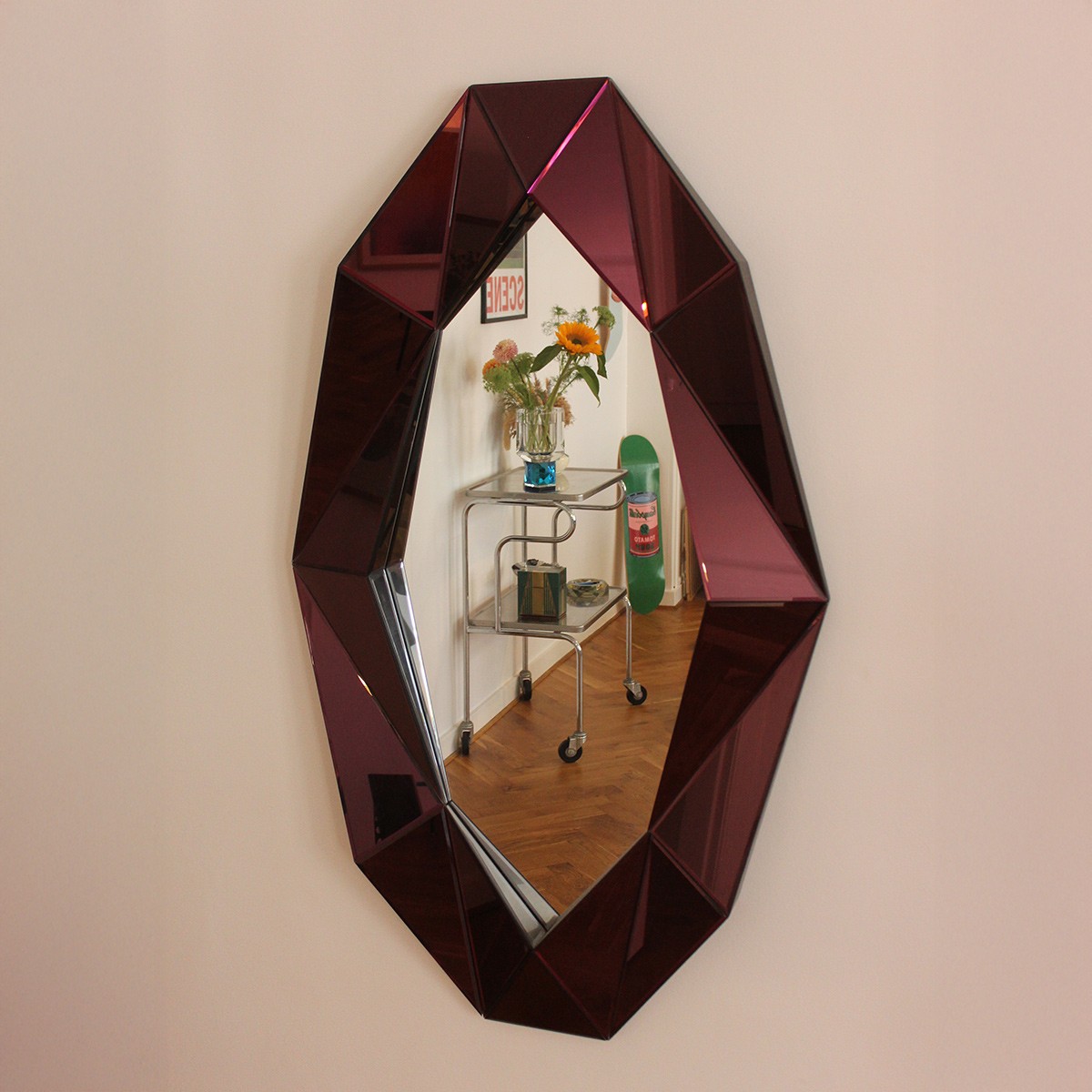 Diamond XL Mirror - Burgundy