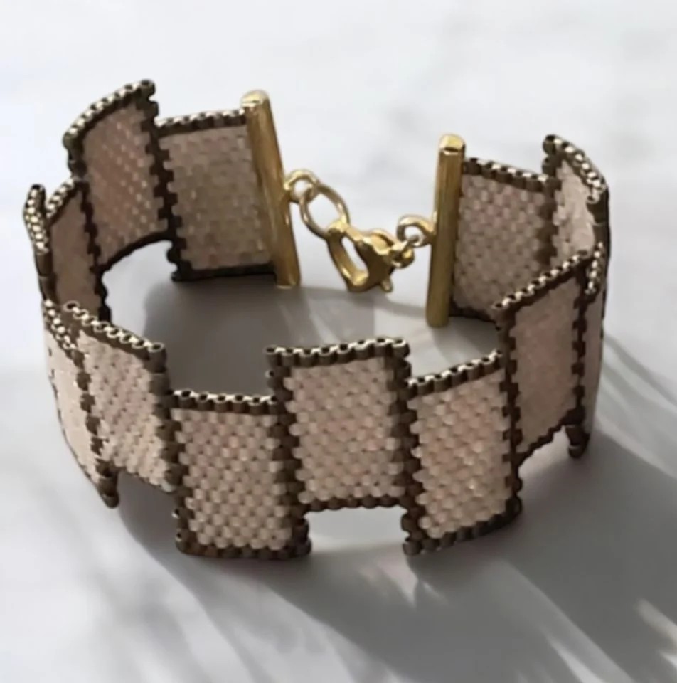 Miyuki Bileklik Cube Brown