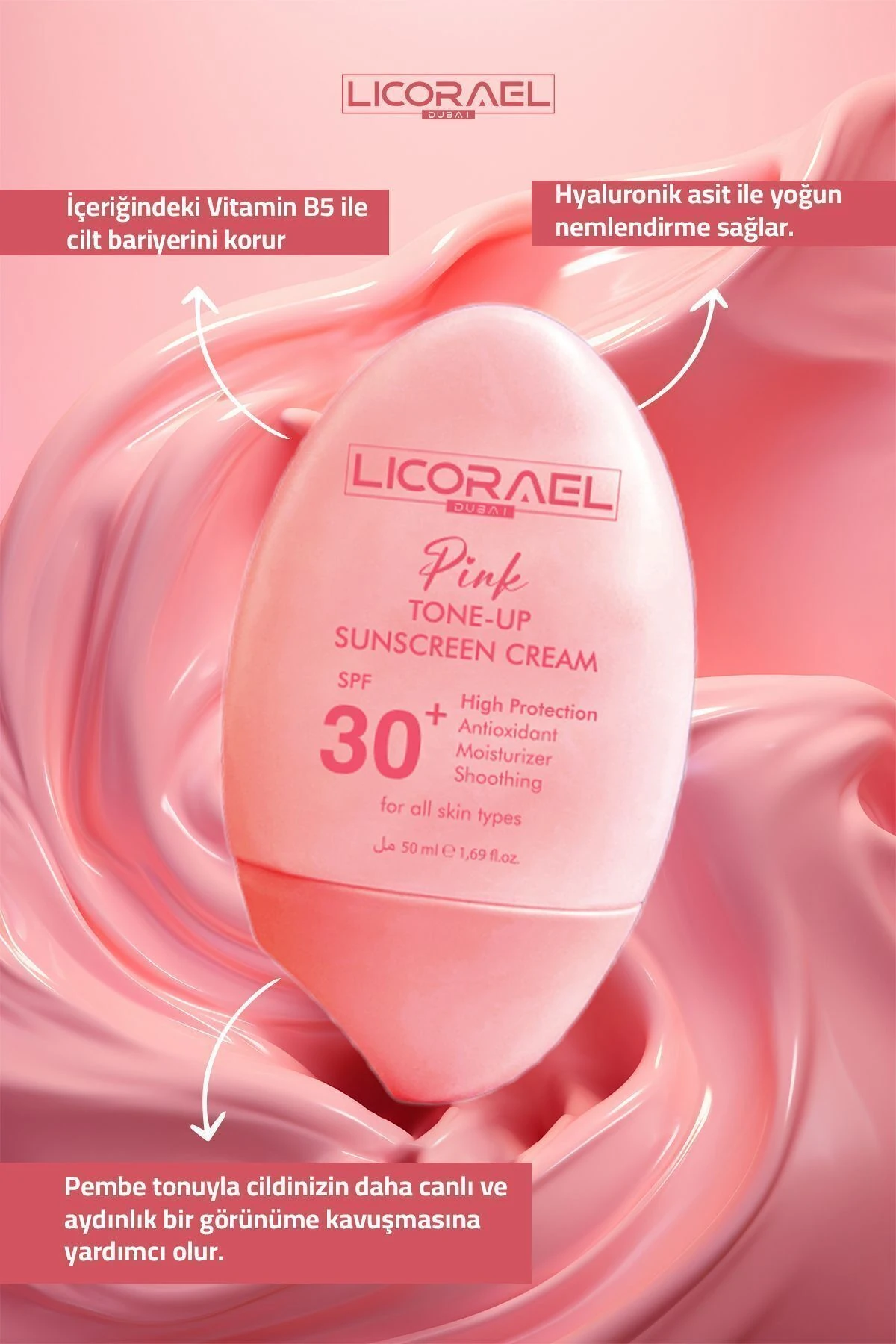 Pembe Güneş Kremi,mavi Işık Korumalı, Aydınlatıcı Ton Eşitleyici