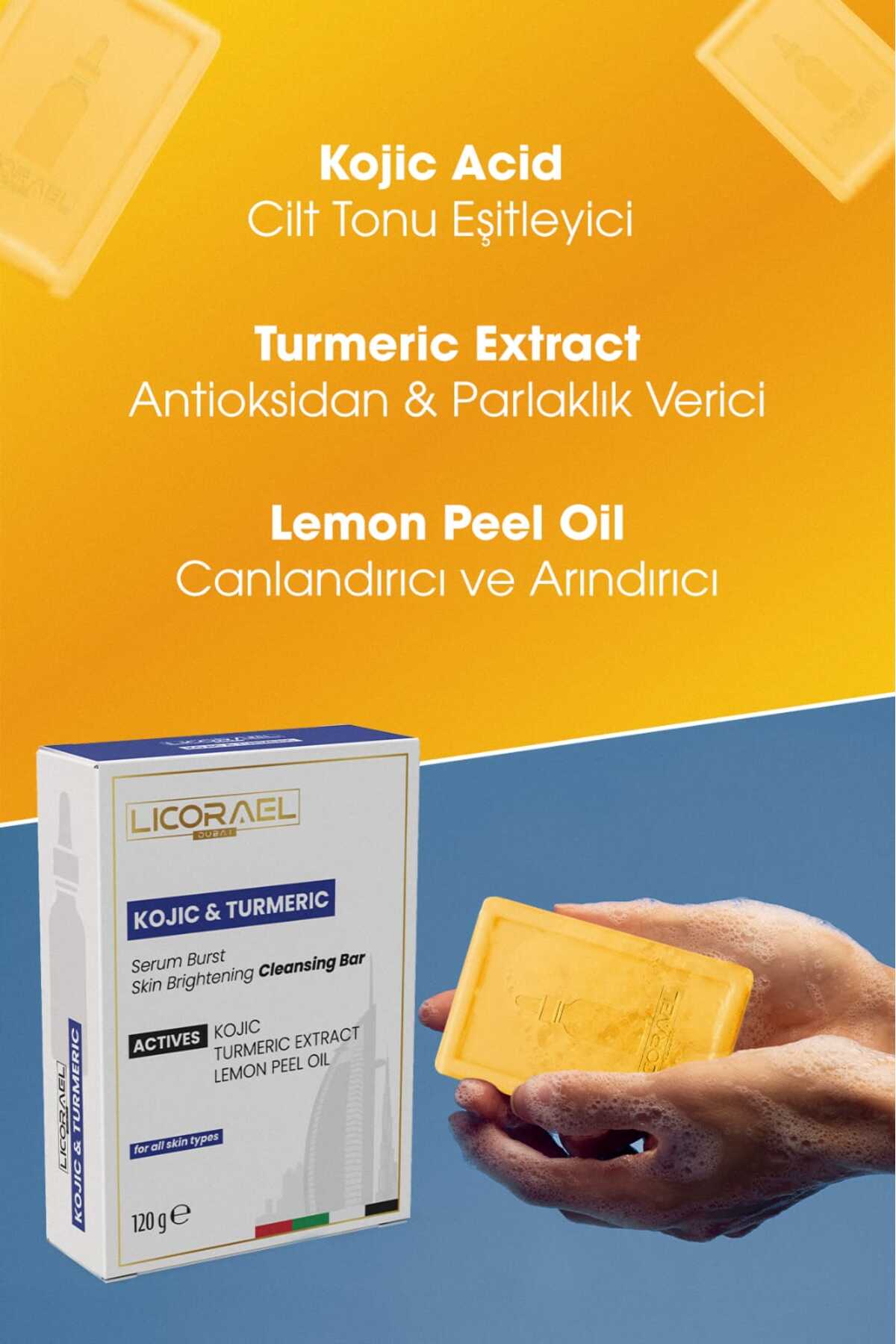 Kojic Asit Sabunu, Zerdeçal Ve Kojik Asit Etkisi İle Leke Karşıtı KOJIC & TURMERIC 120 gr SABUN