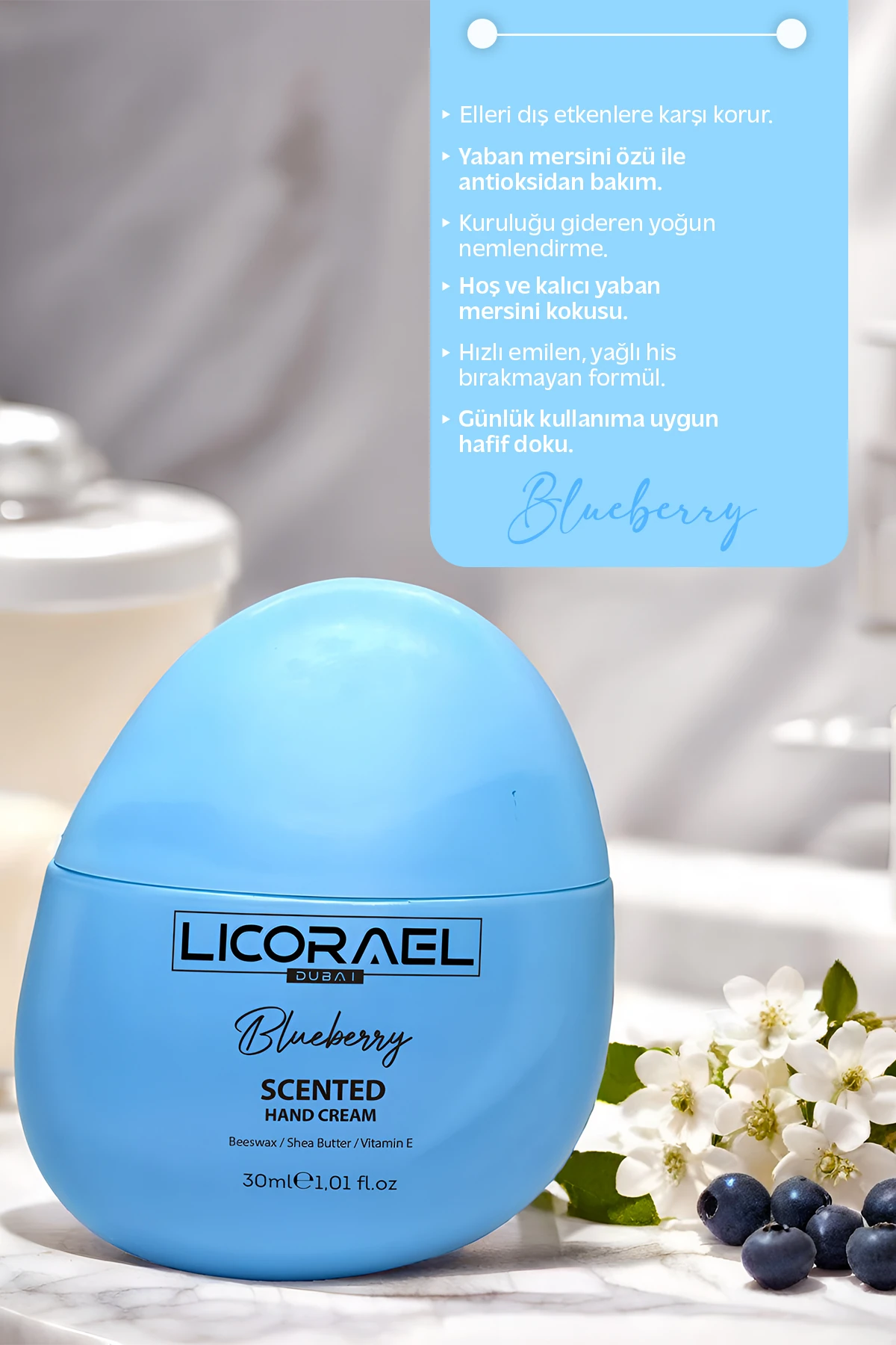 EL KREMİ YABAN MERSİNİ ÖZÜ HAND CREAM (BLUEBERRY)
