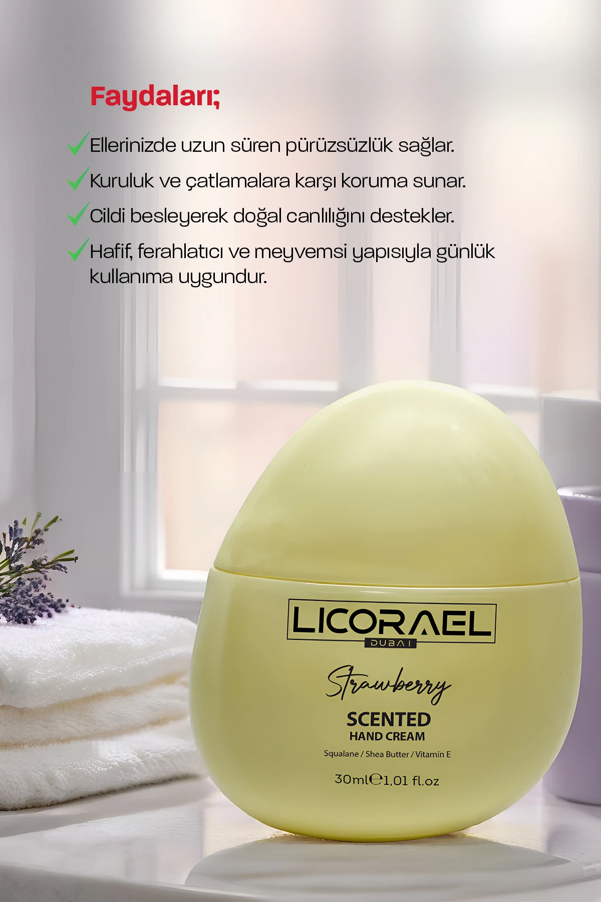 EL KREMİ ÇİLEK KOKULU E-VİTAMİNLİ HAND CREAM (STRAWBERRY)