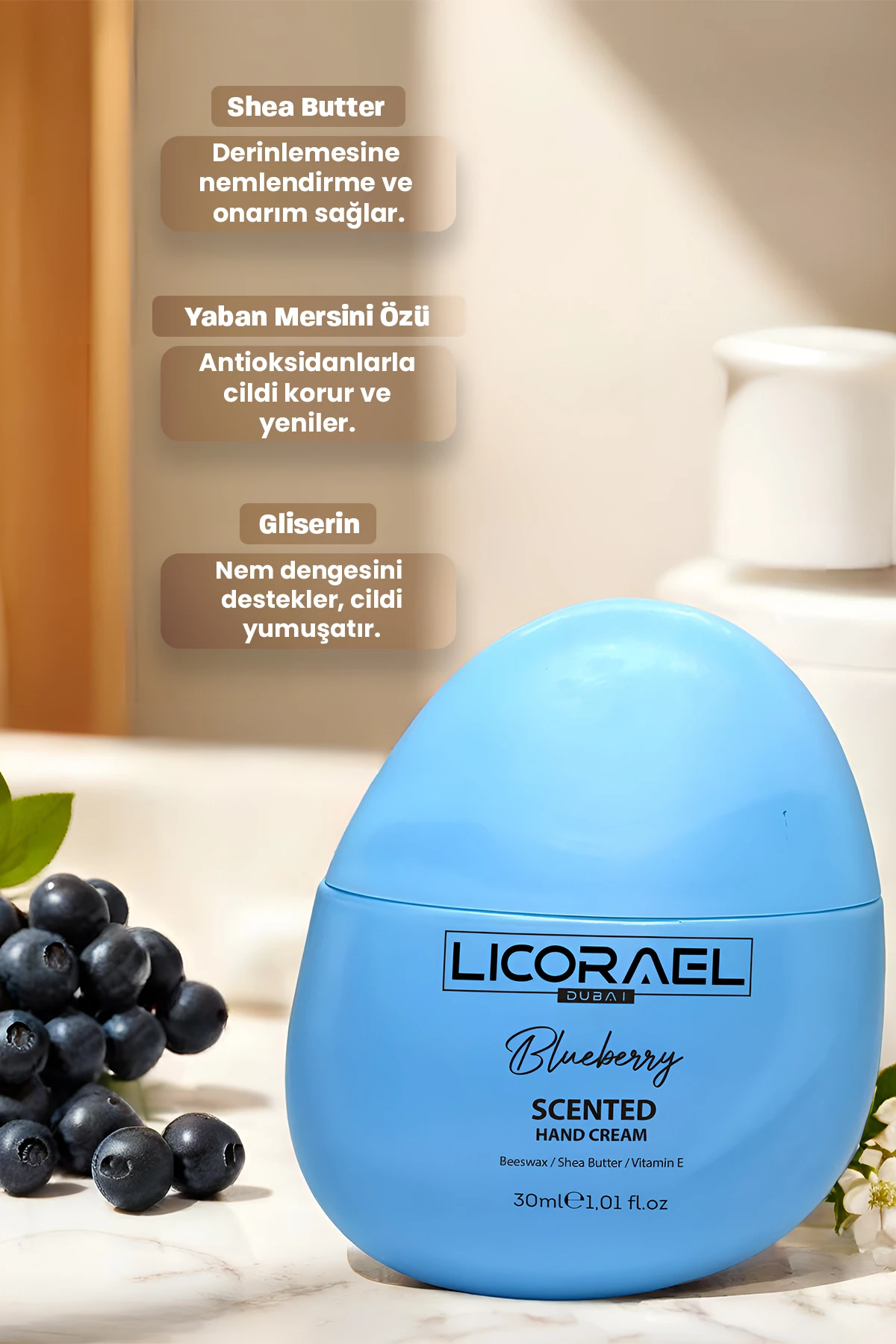 EL KREMİ YABAN MERSİNİ ÖZÜ HAND CREAM (BLUEBERRY)