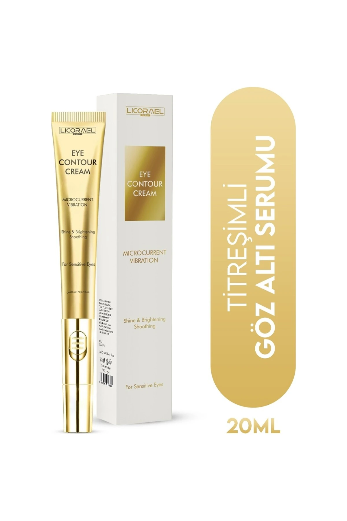 Eye Contour Krem Titreşimli Başlıklı Aydınlatıcı,Kırışıklık ve İnce Cizgi Görünümünü Azaltır 20ml