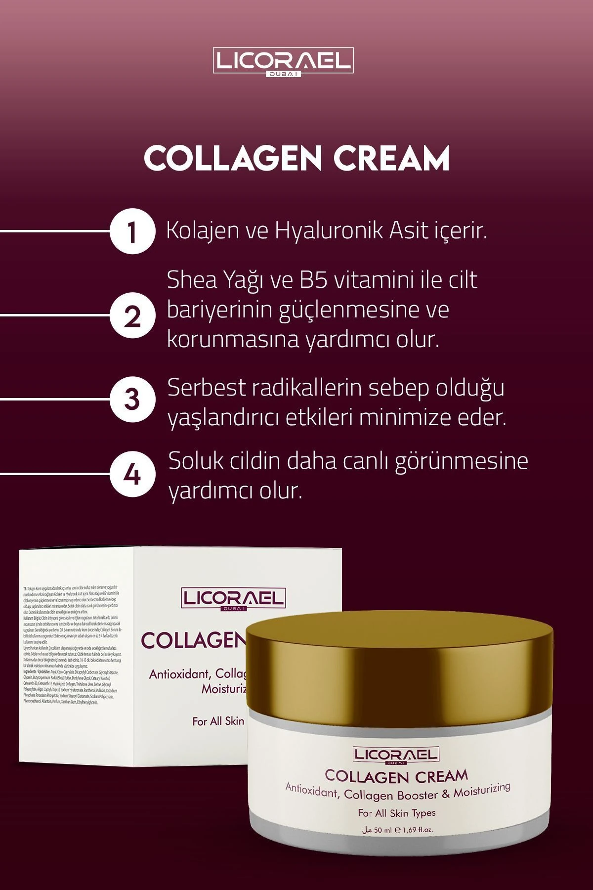 Collagen Cream Kırışıklık Karşıtı Günlük Bakım Kremi 50ml