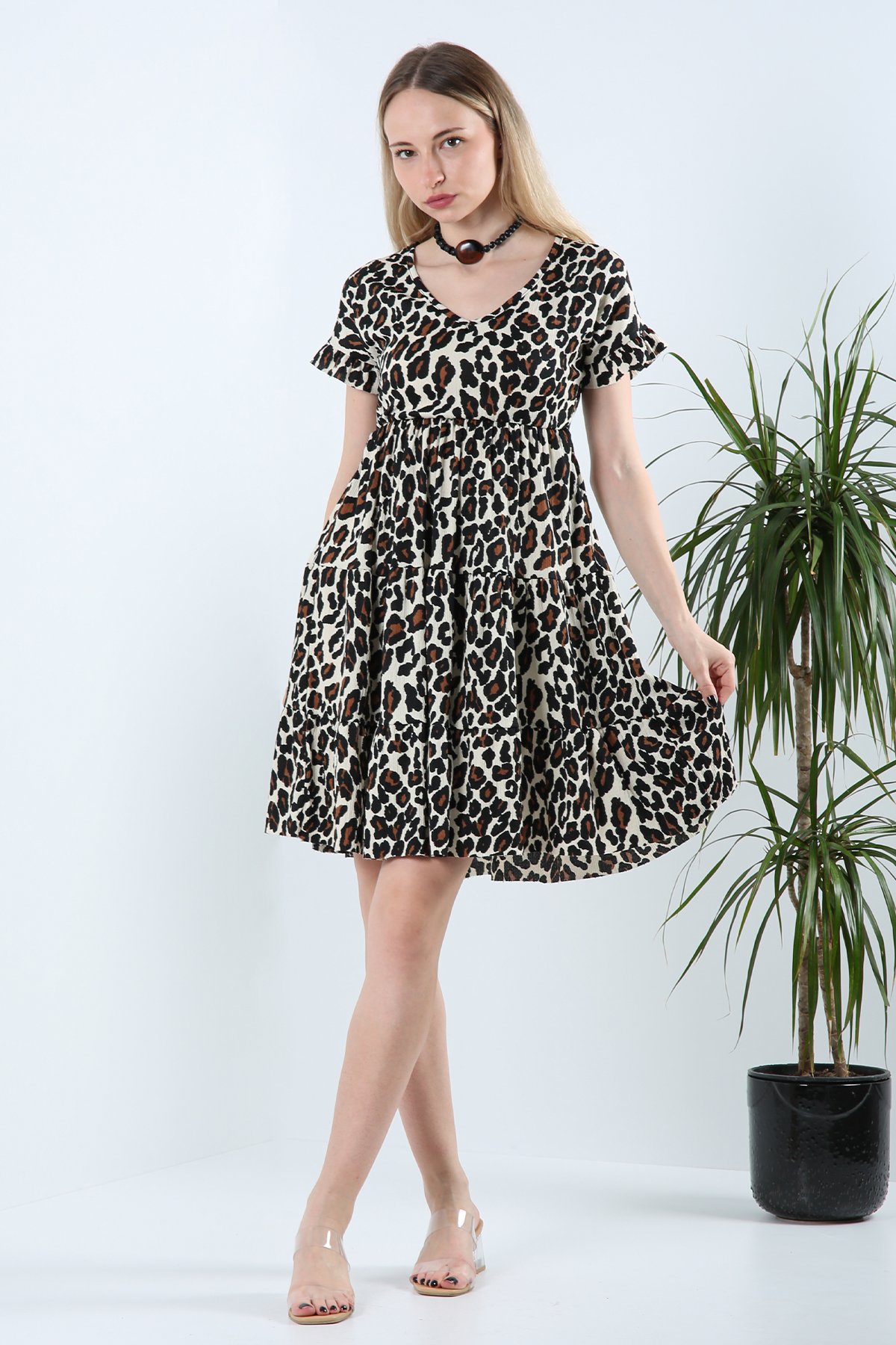V Yaka Leopar Elbise