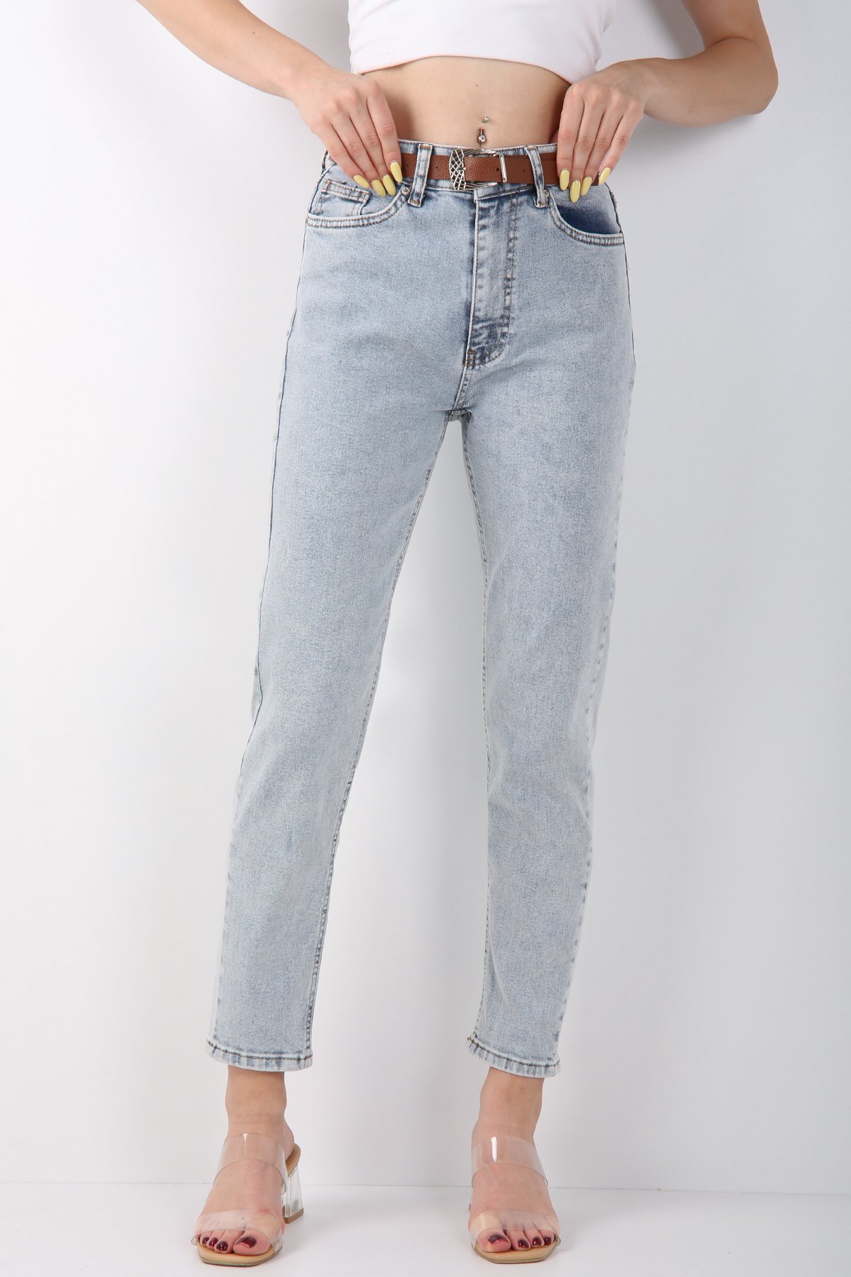 Günlük Stil Yüksek Bel Kot Pantolon