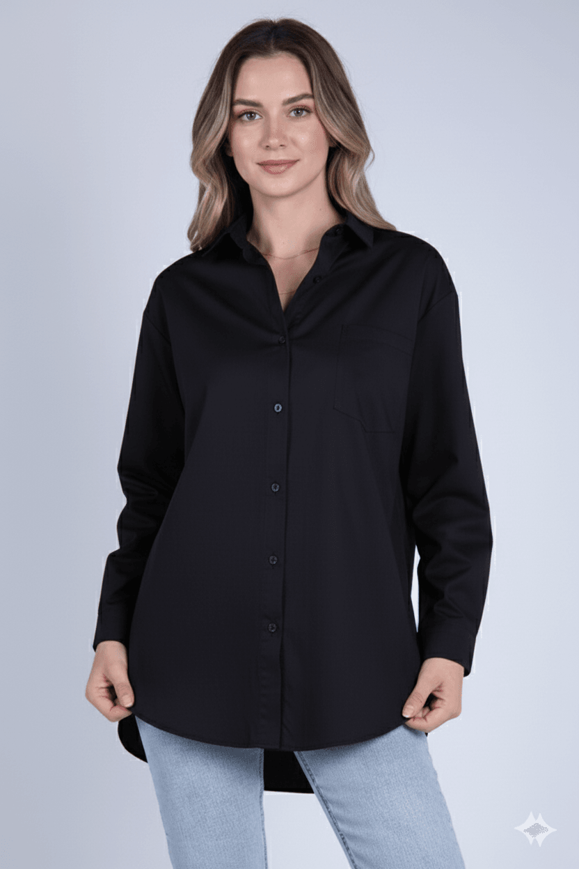 Poplin Kadın Gömlek - Uzun Kollu Basic Model