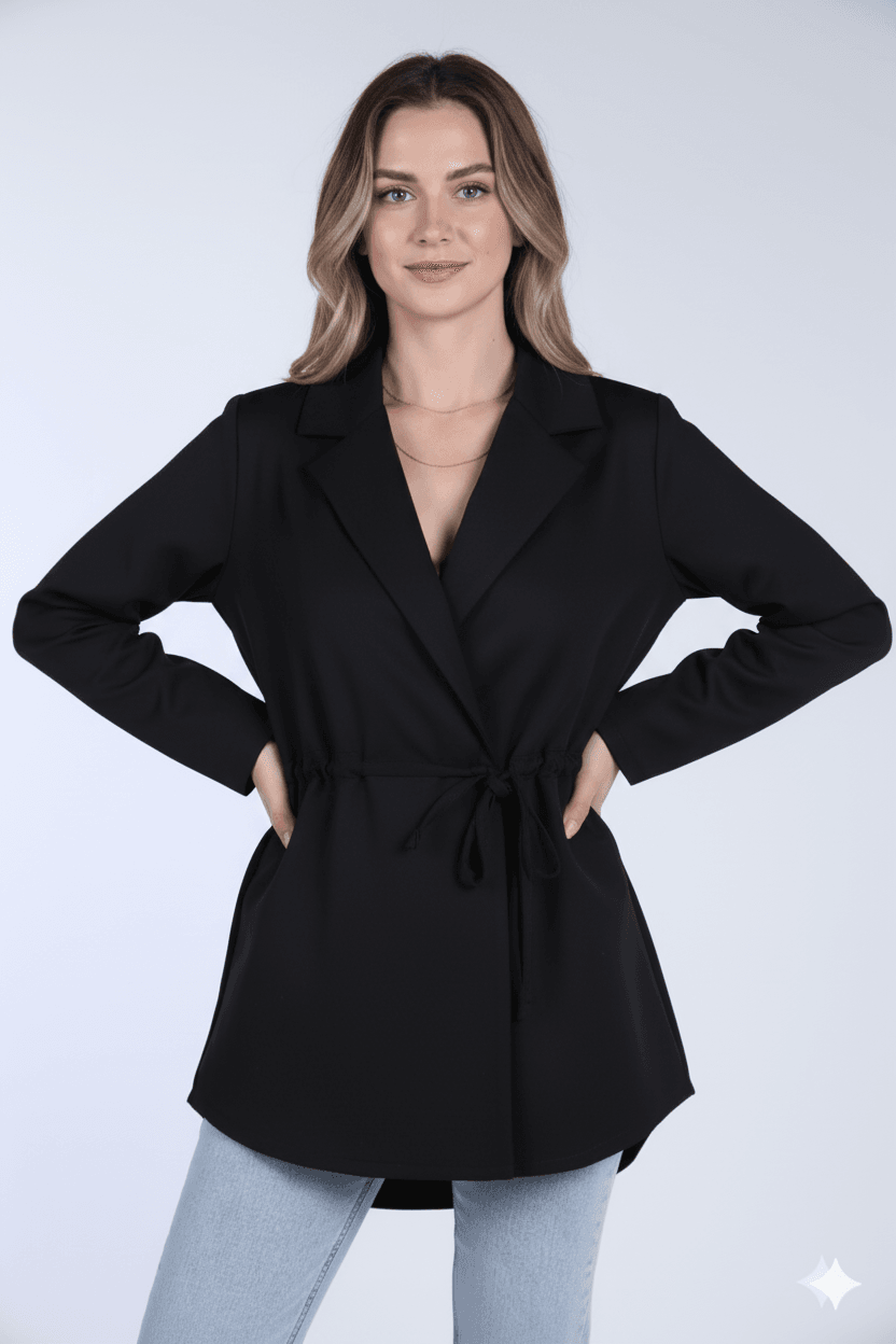 İnce Kuşaklı Blazer Ceket