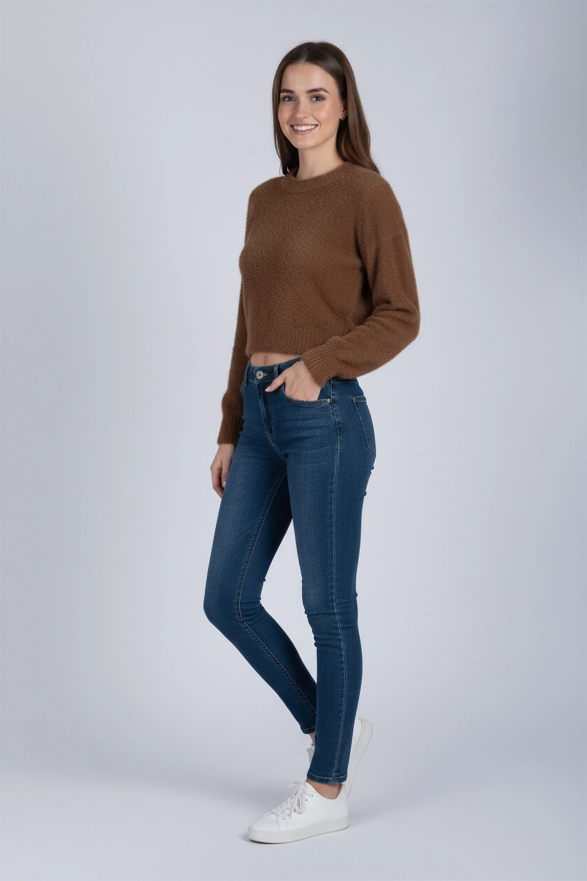 Bisiklet Yaka Uzun Kol Triko Kazak 