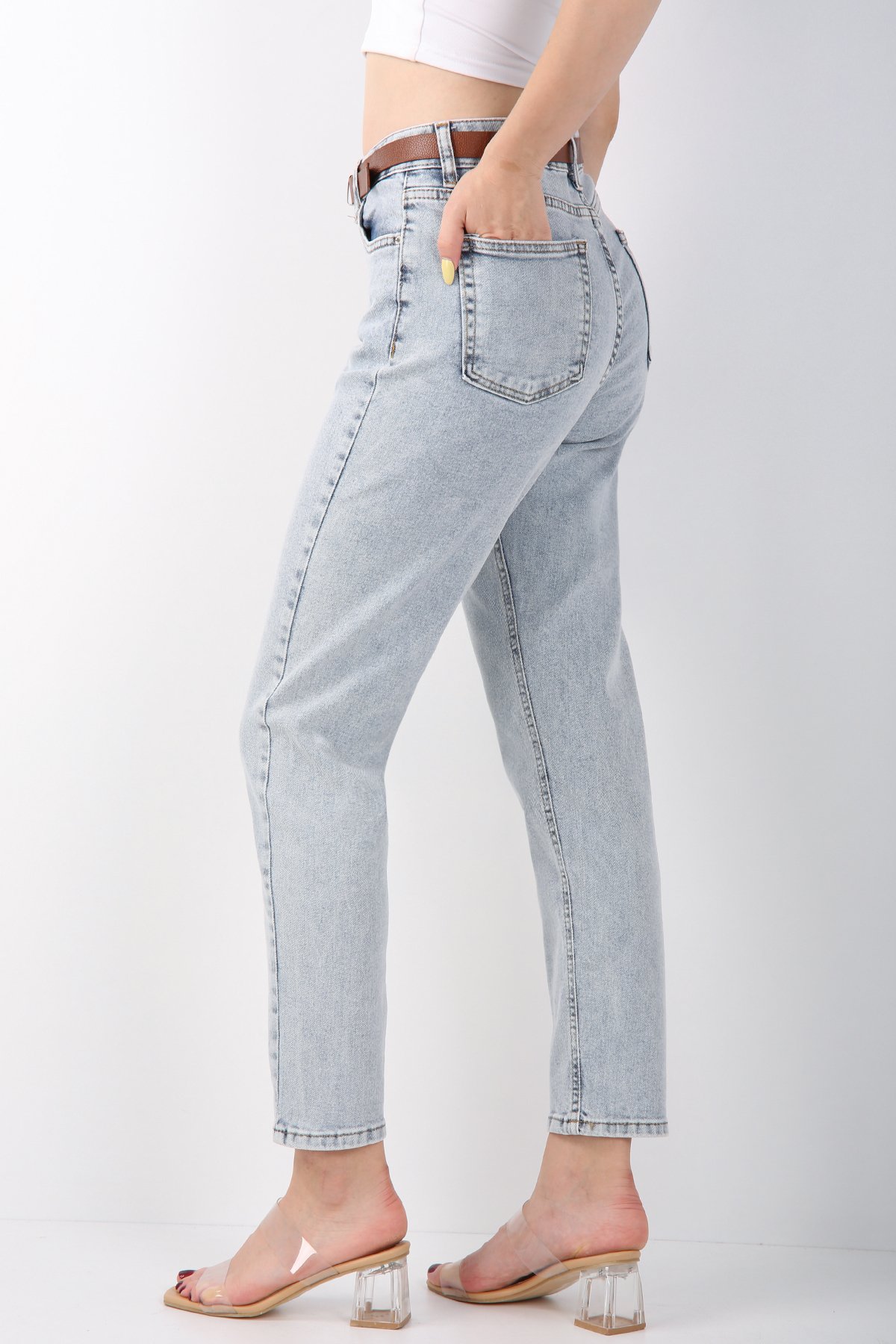 Günlük Stil Yüksek Bel Kot Pantolon