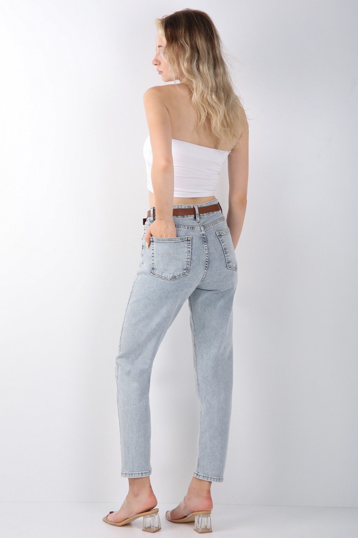 Günlük Stil Yüksek Bel Kot Pantolon