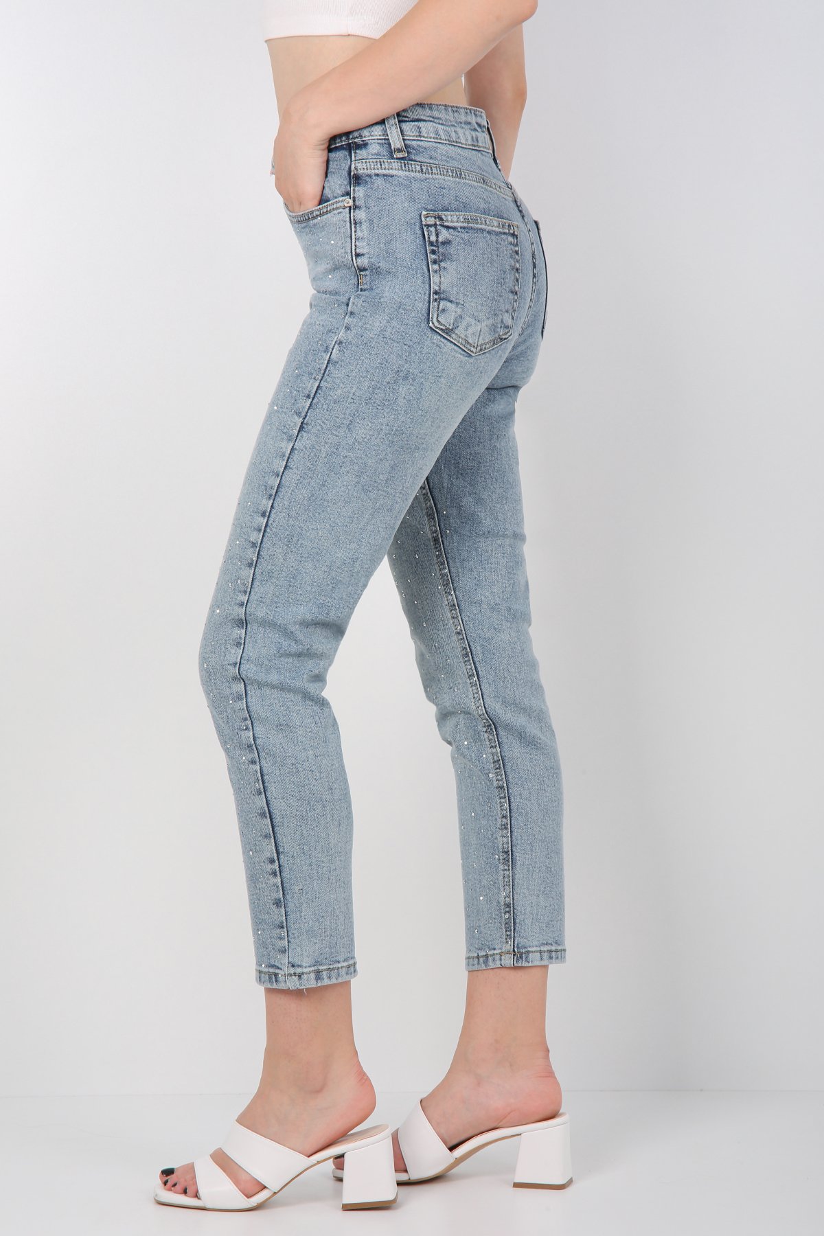 Taşlı Dar Paça Jean