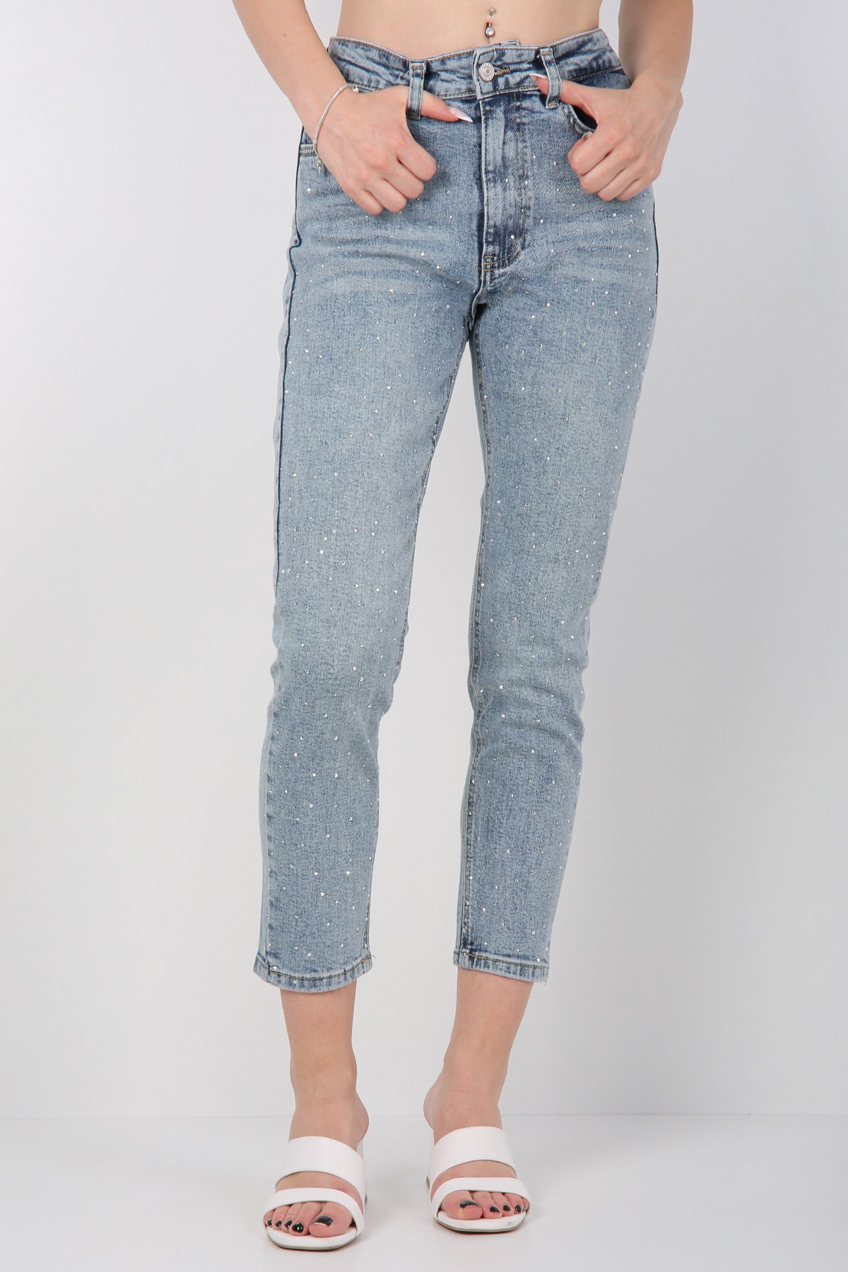 Taşlı Dar Paça Jean