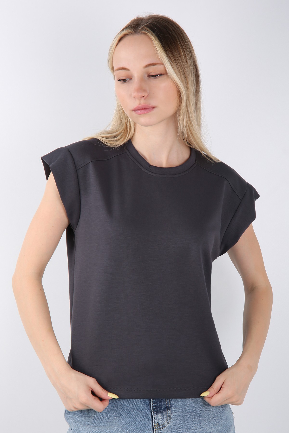 Kadın Renkli Kolsuz Oversize Tişört - Günlük Rahat Kesim