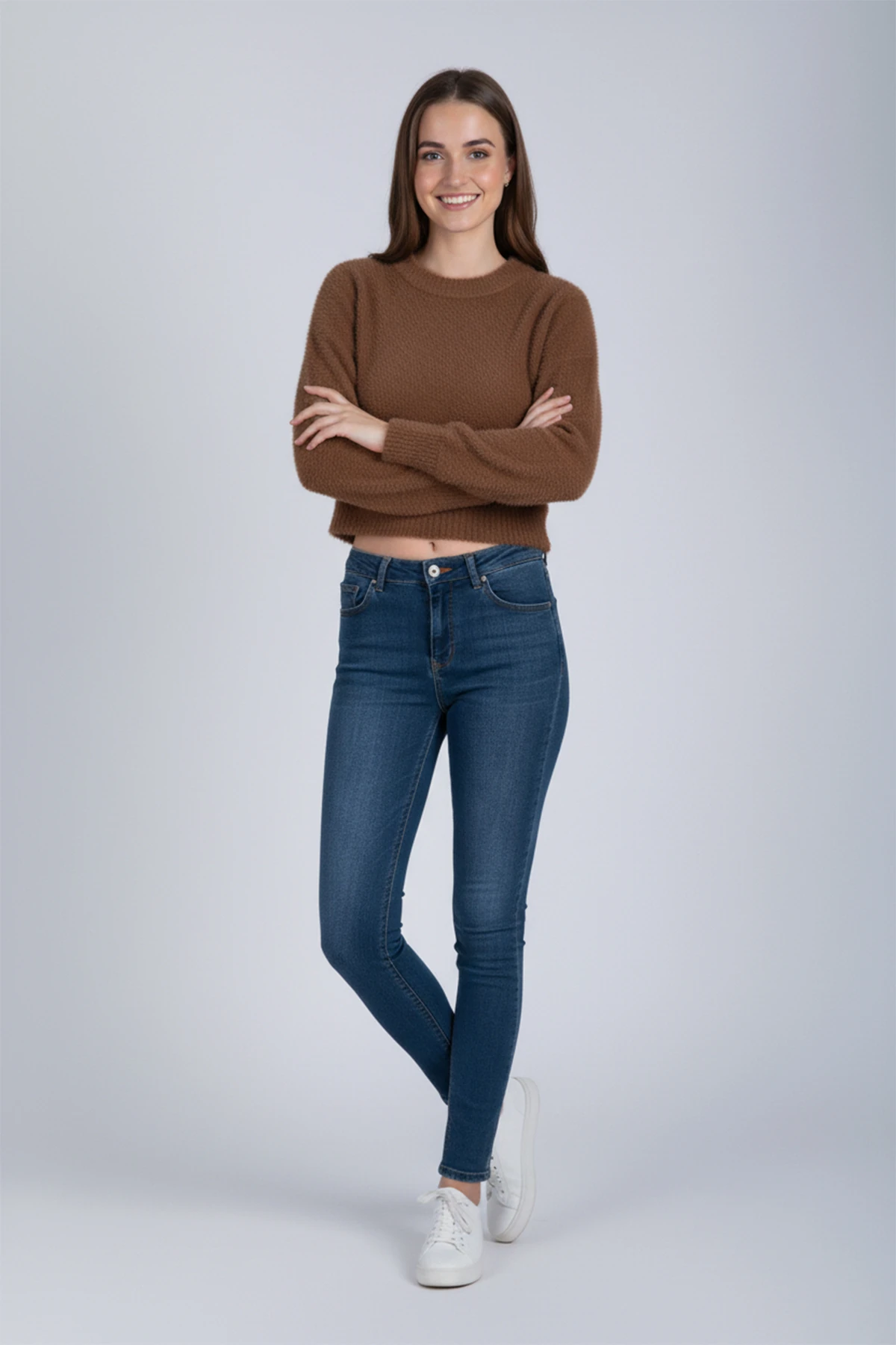 Bisiklet Yaka Uzun Kol Triko Kazak 