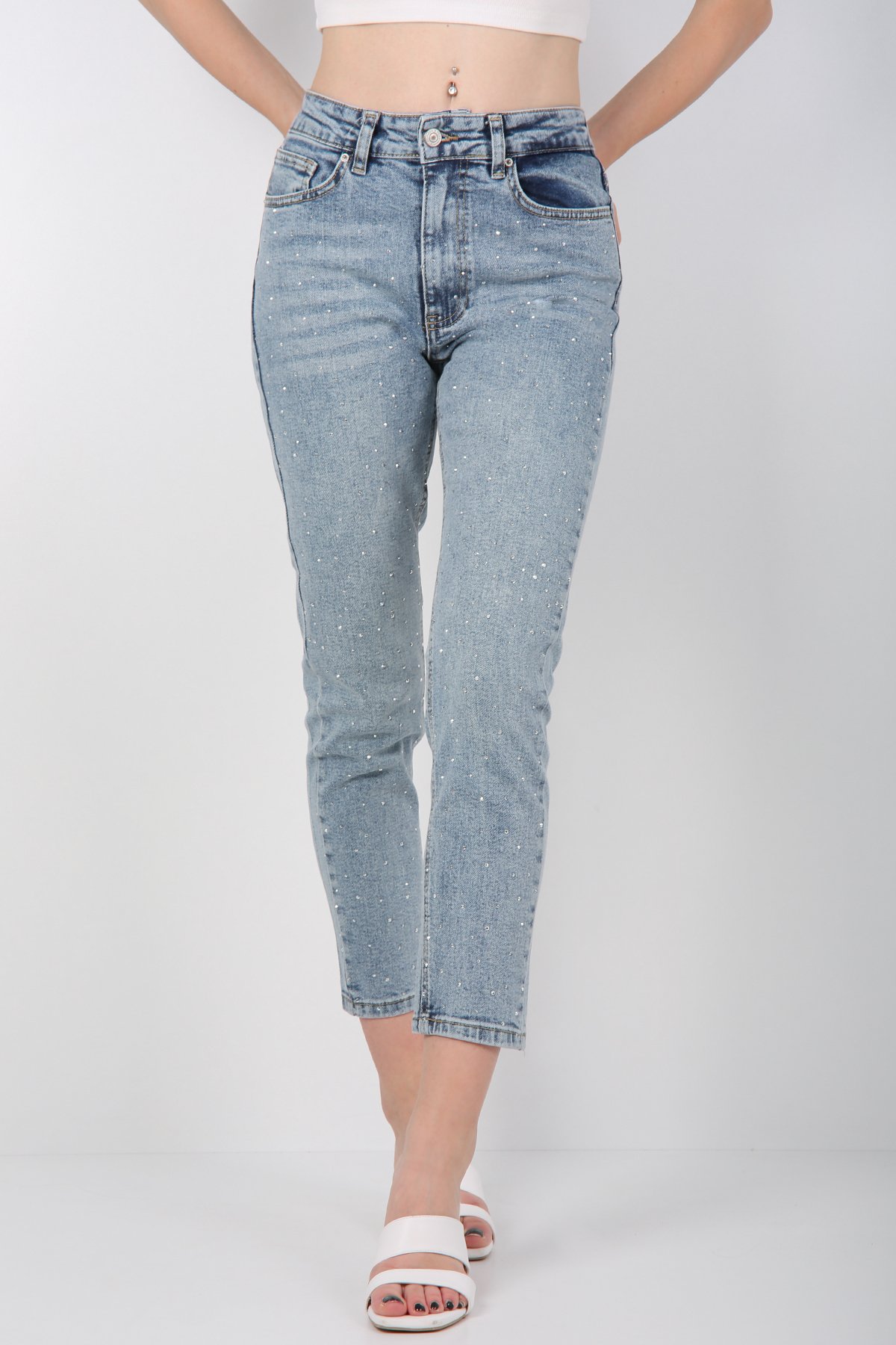 Taşlı Dar Paça Jean