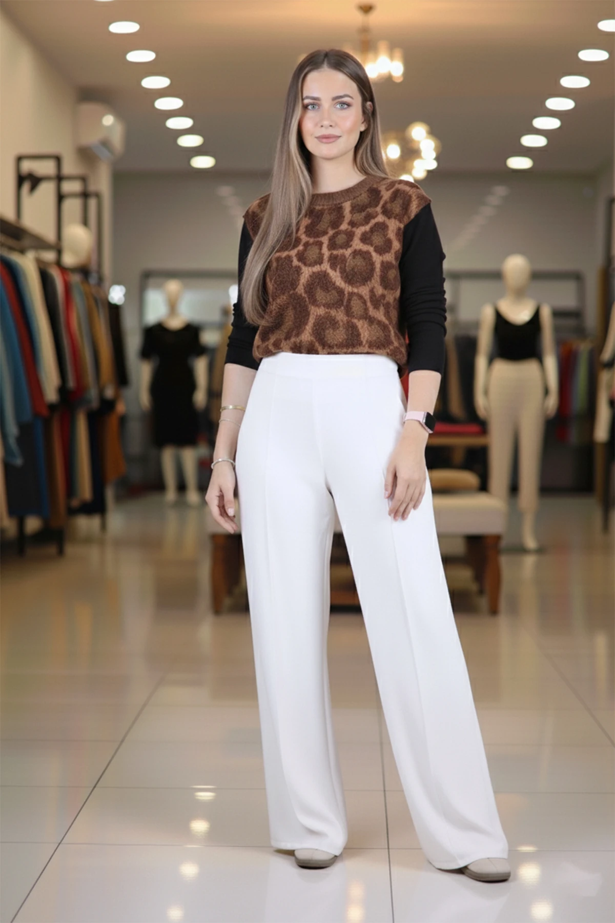 Çimalı Pensli Bol Paça Pantolon