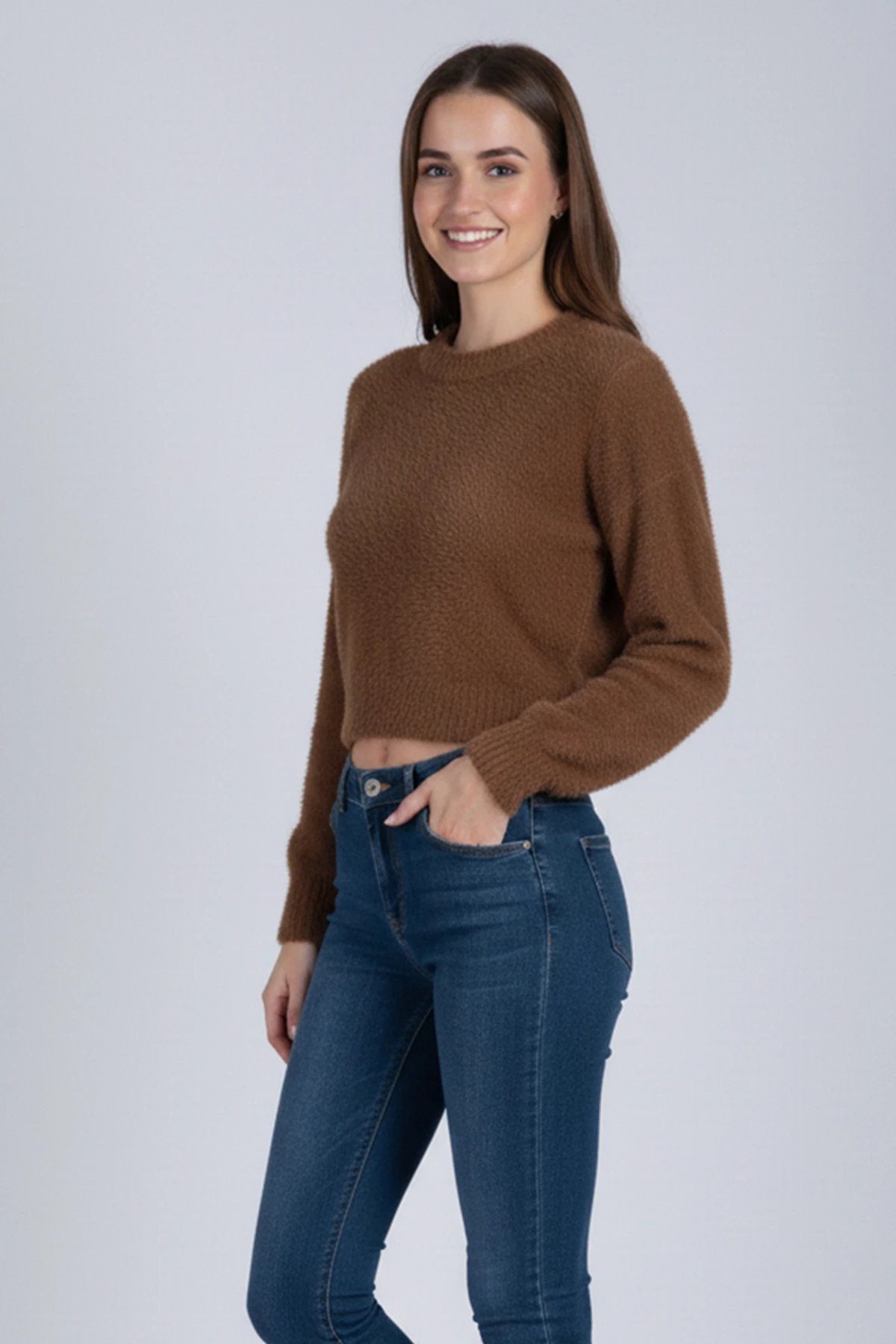 Bisiklet Yaka Uzun Kol Triko Kazak 