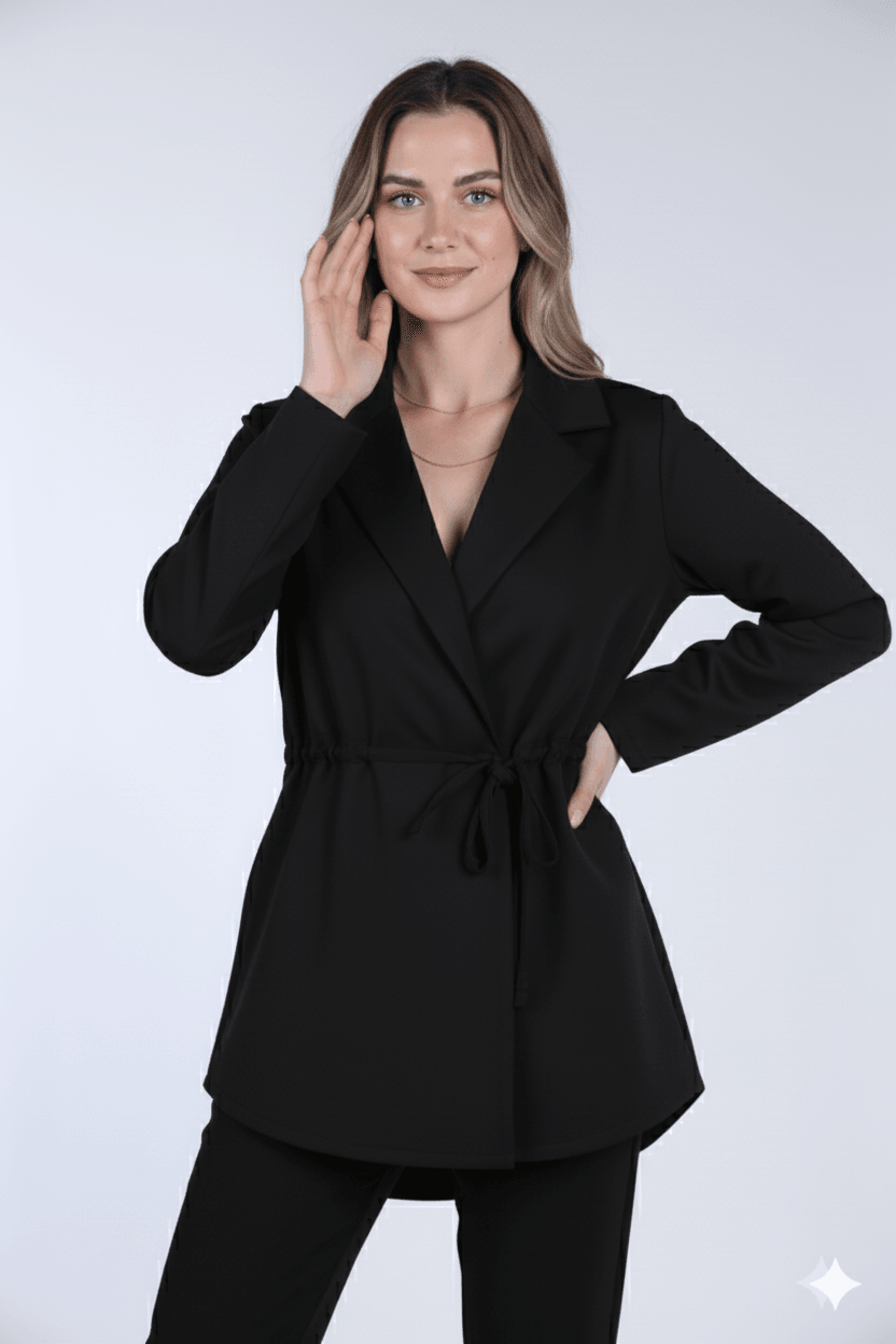 İnce Kuşaklı Blazer Ceket