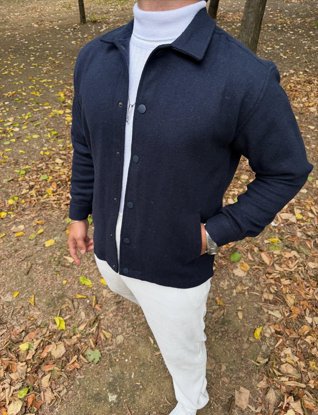 Marka: Genel Erkek Oversize Gömlek Yaka Ceket Kaban Yün/Kaşe Görünümlü