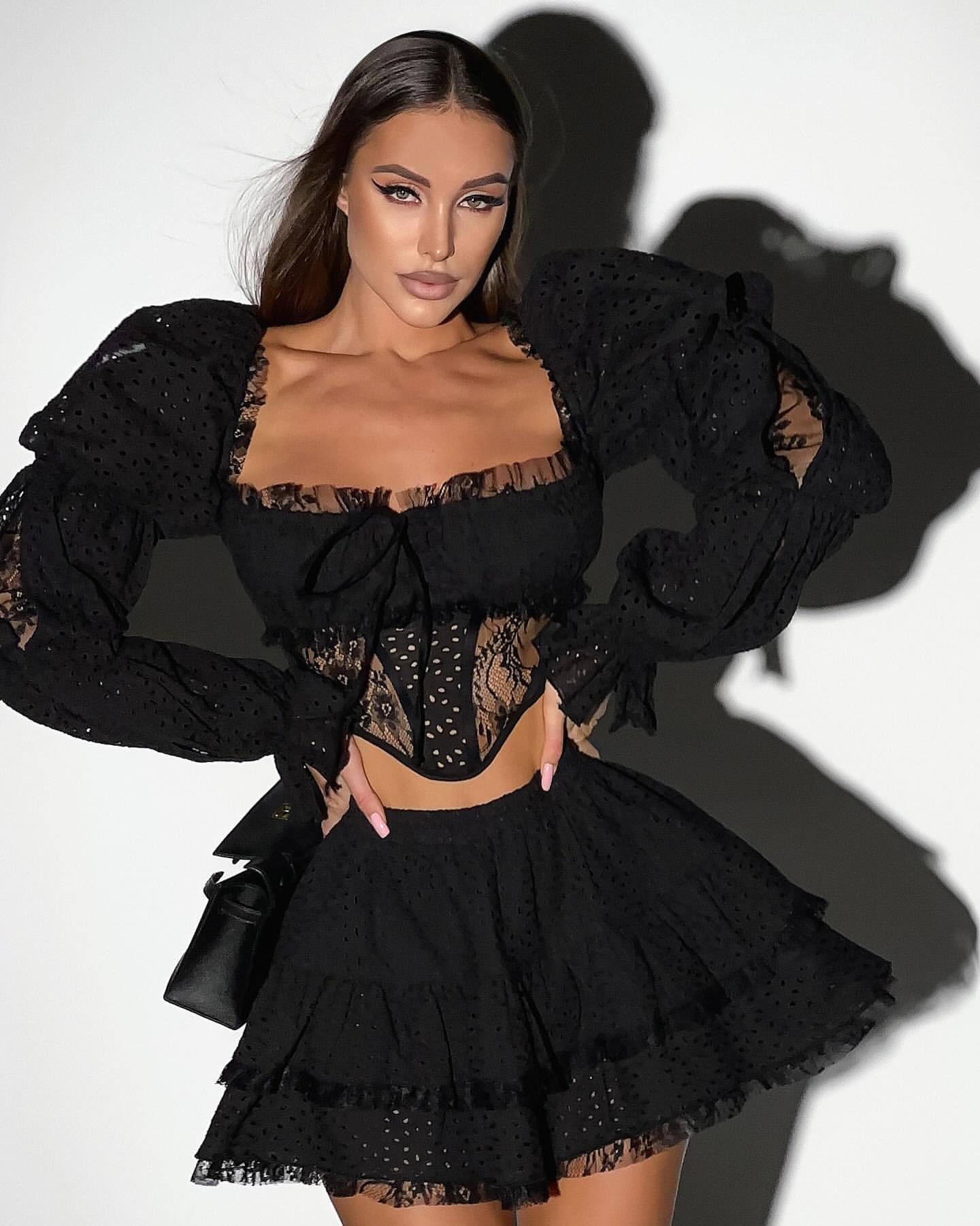 Evelyn İşlemeli Tasarım Tül İkili Takım