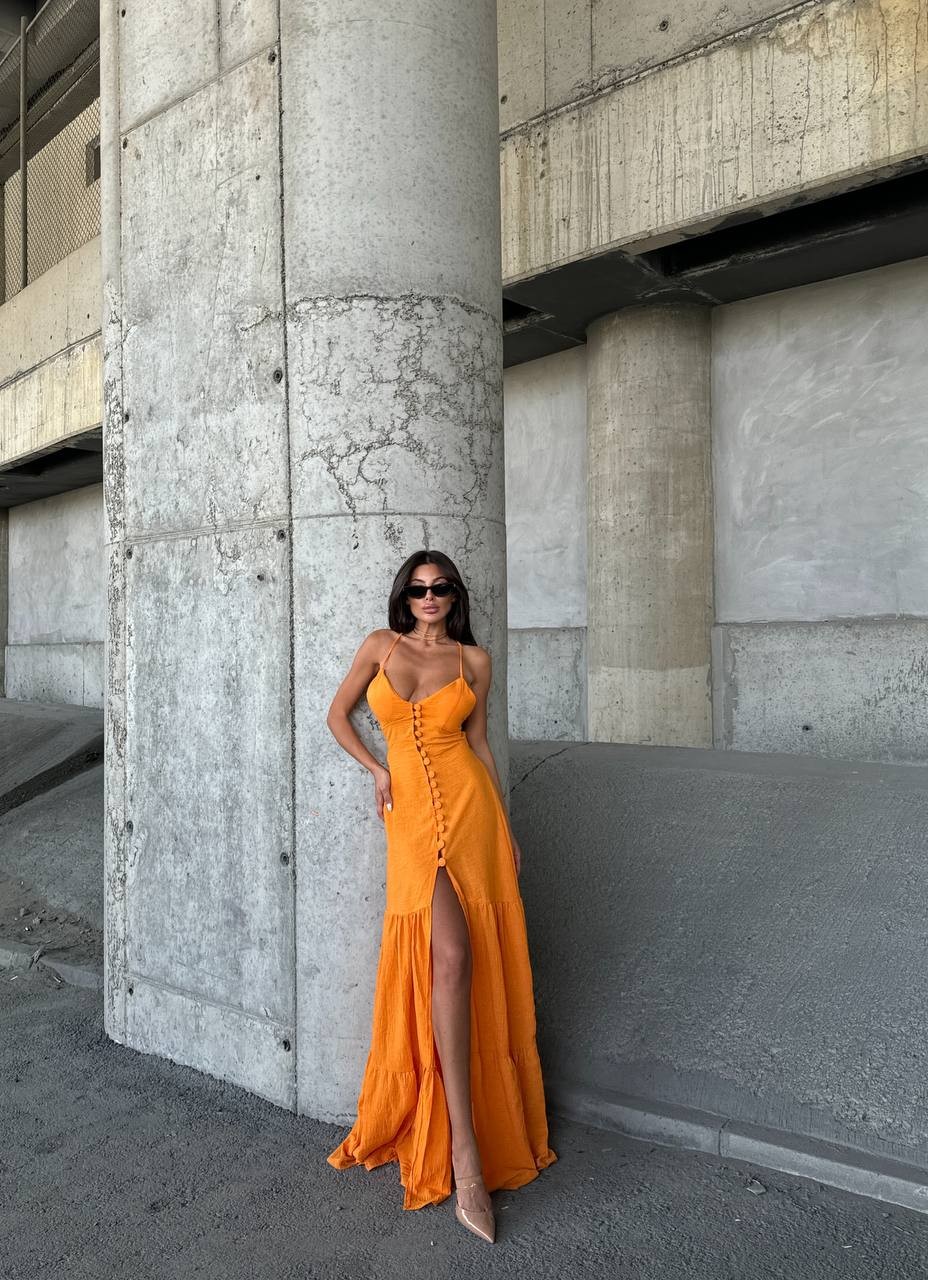 Catalina Keten Maxi Boy Elbise