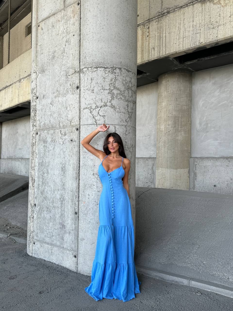 Catalina Keten Maxi Boy Elbise