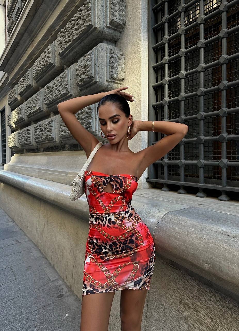 Iris Baskılı Mini Elbise