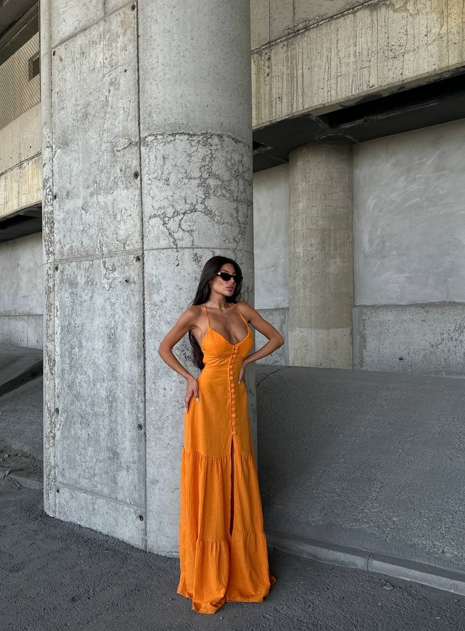 Catalina Keten Maxi Boy Elbise