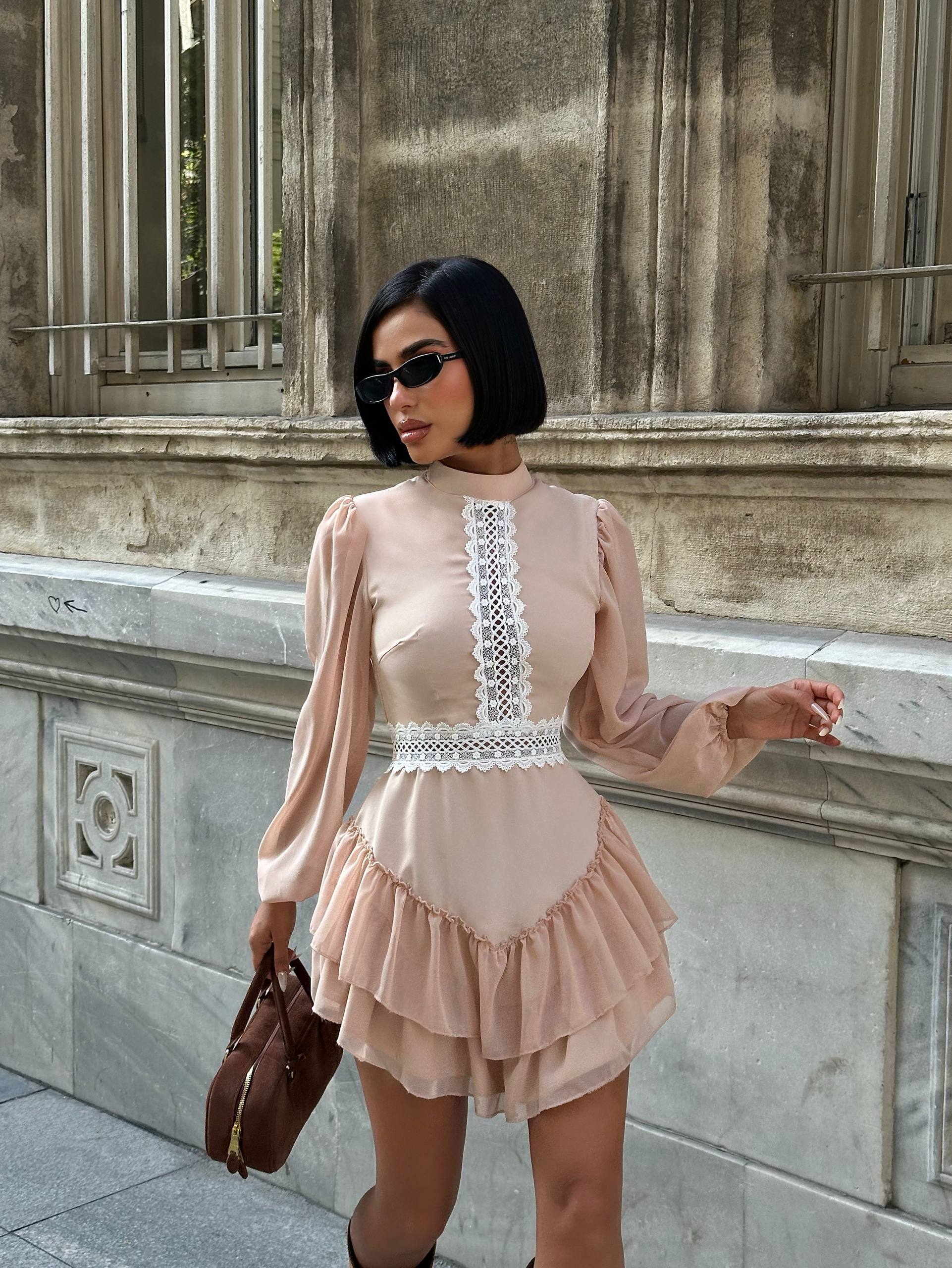 Kaylee Dantel Tasarım Mini Elbise