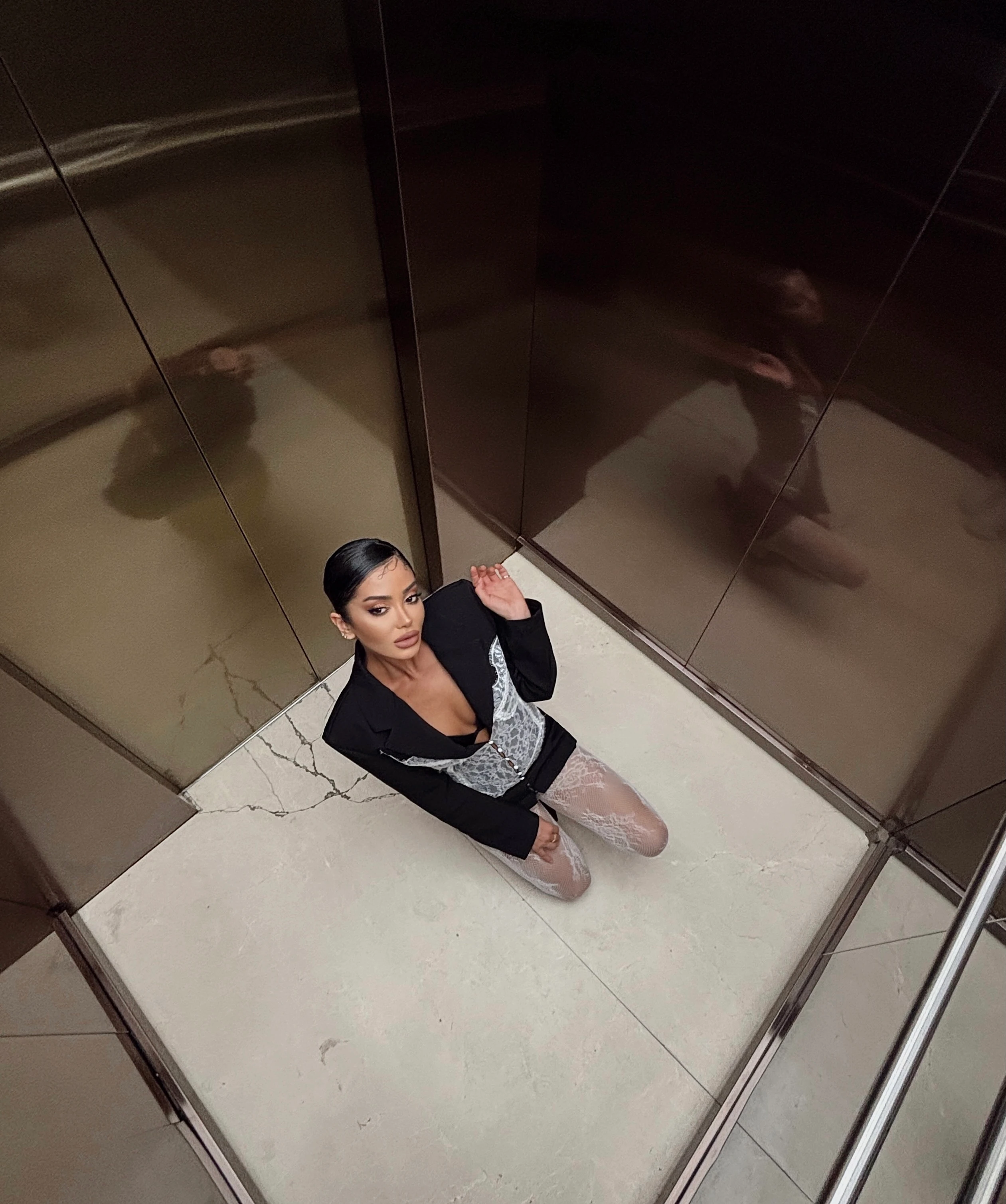 Violet Dantel Tasarım Vatkalı Ceket Elbise