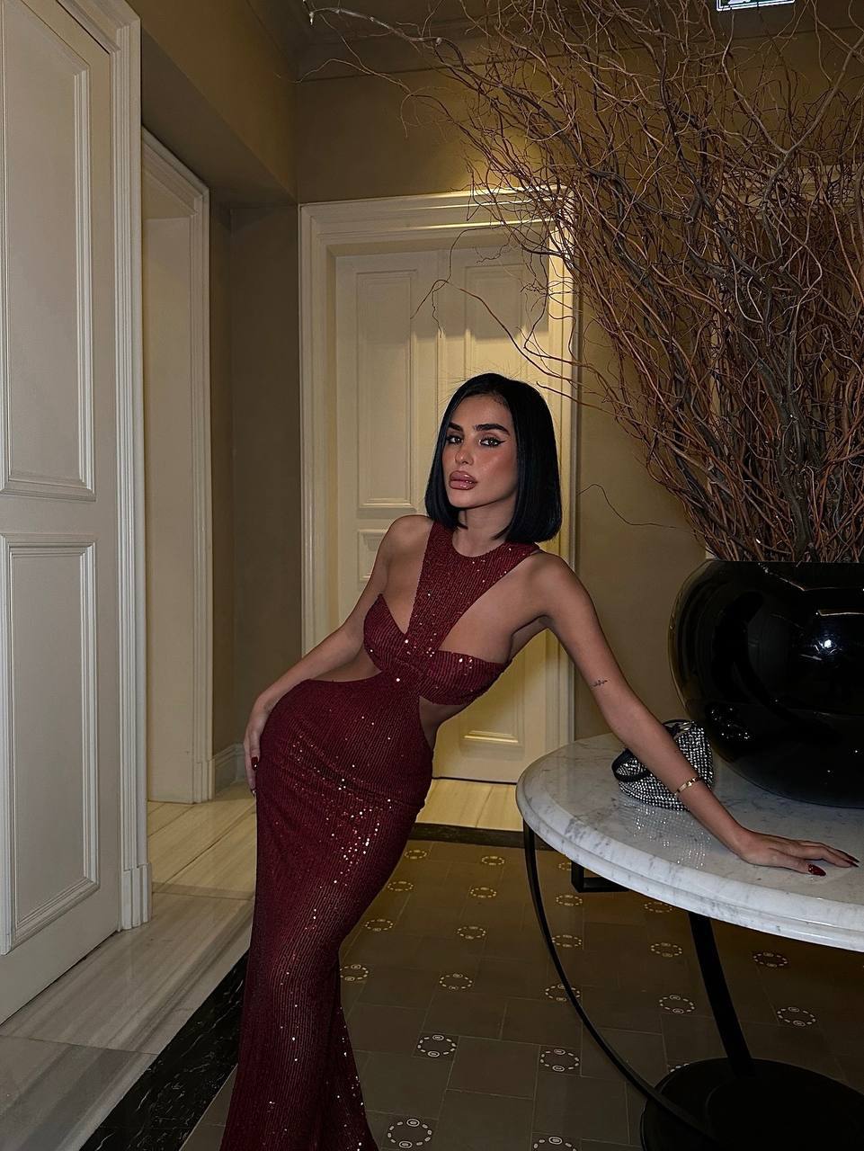 Stella Tasarım Payetli Maxi Boy Elbise