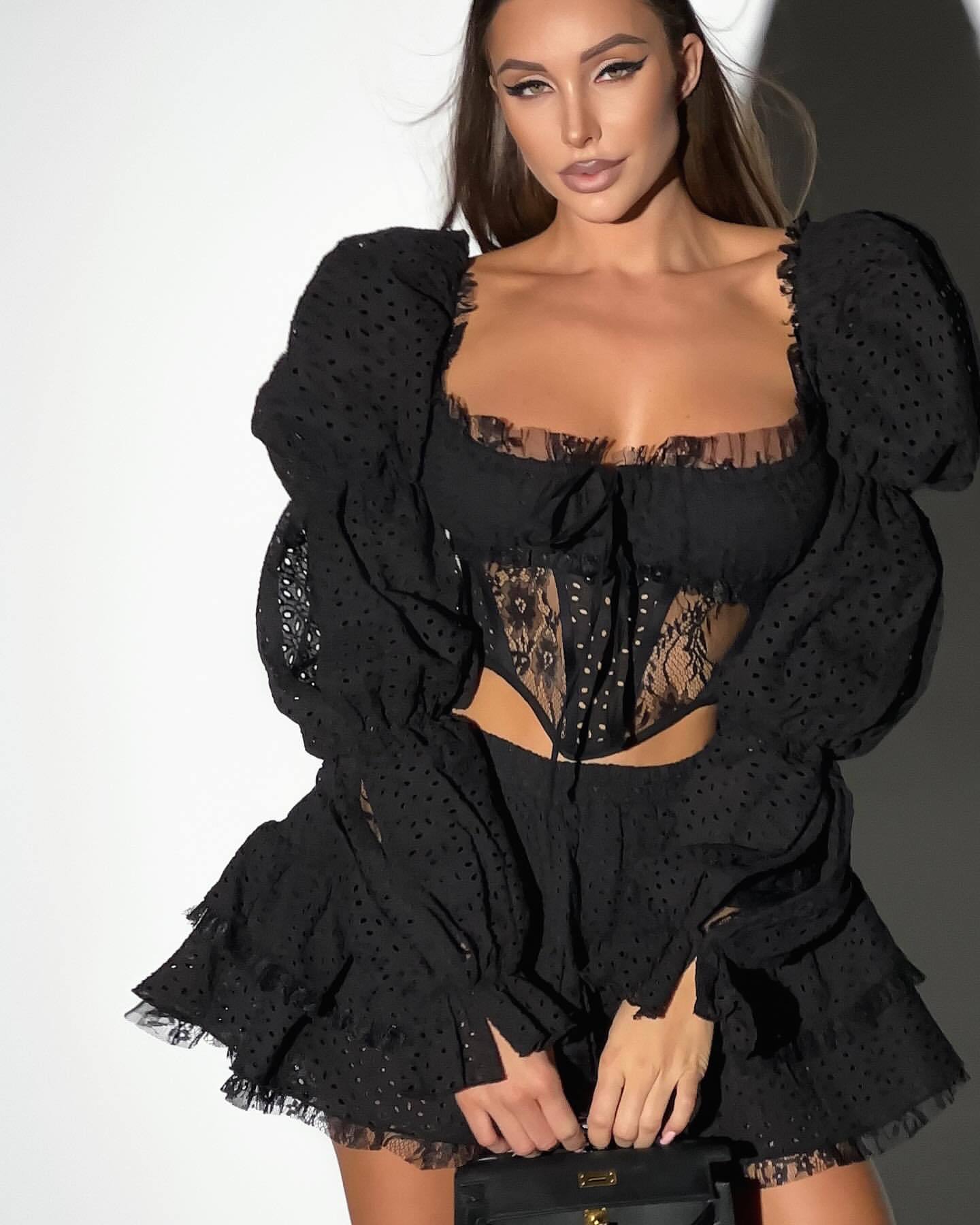 Evelyn İşlemeli Tasarım Tül İkili Takım