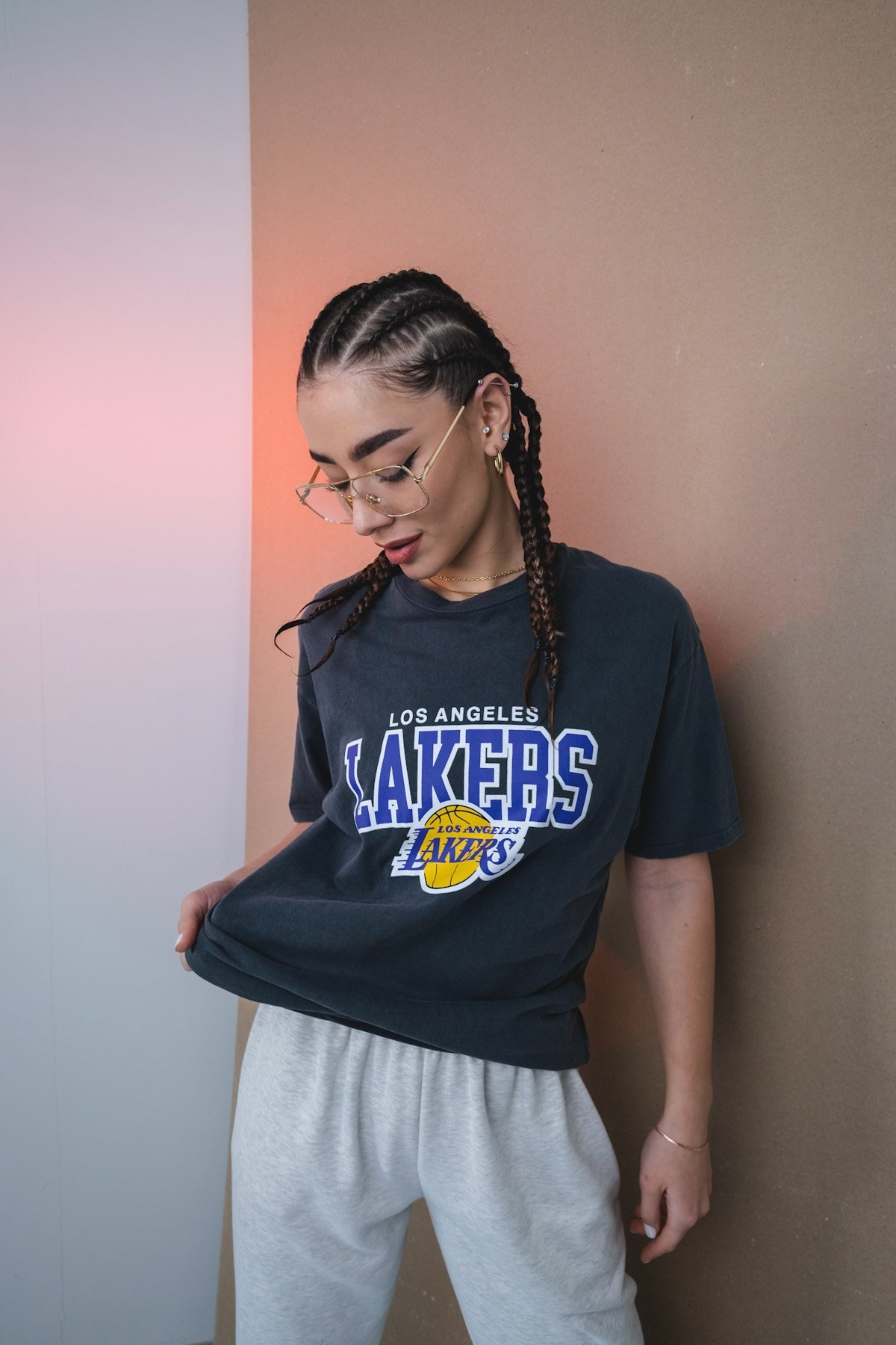 Lakers Yıkamalı T-shirt