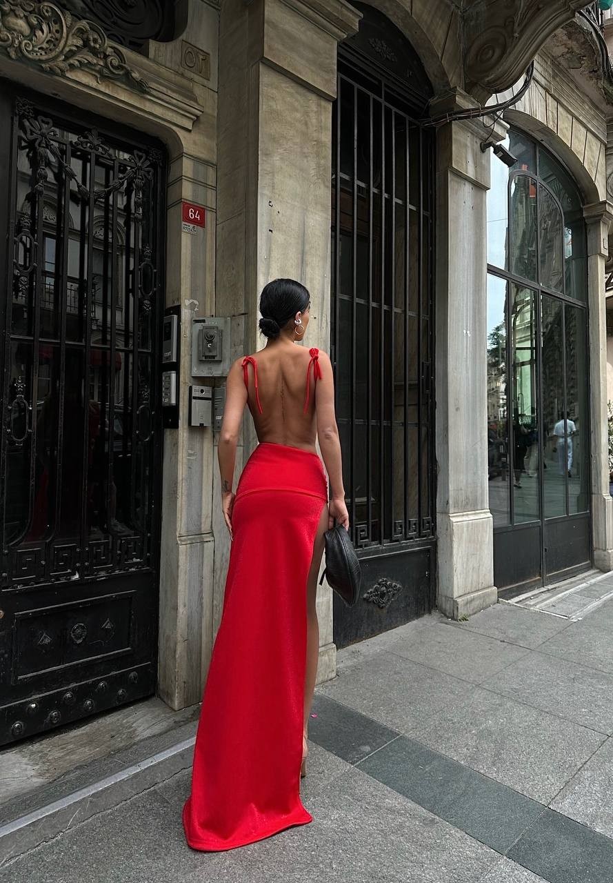 Estela Çelik Aksesuarlı Maxi Boy Elbise