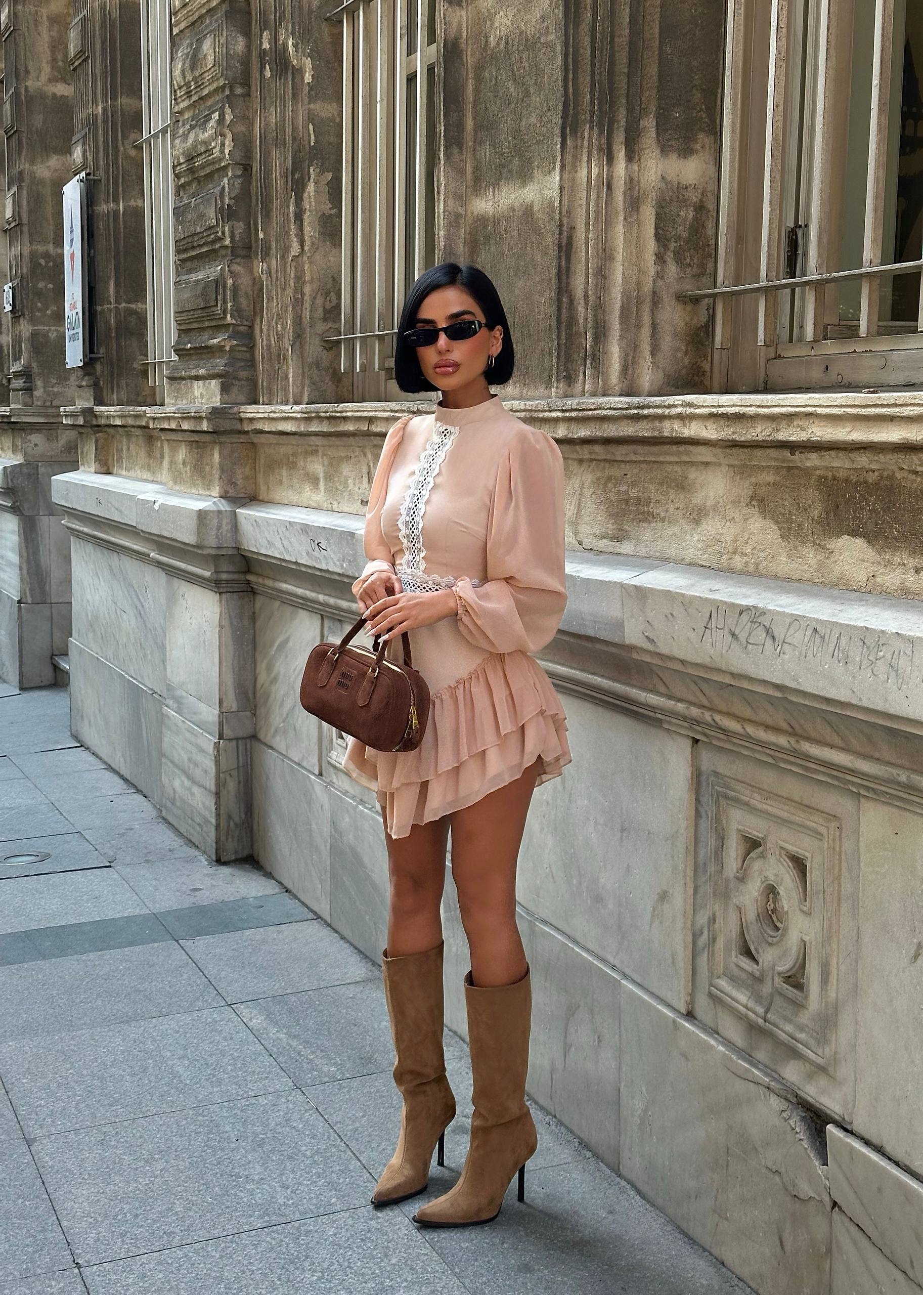 Kaylee Dantel Tasarım Mini Elbise