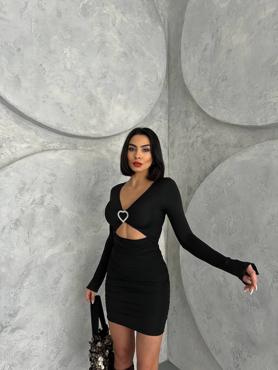 Serena Kalp Aksesuarlı Mini Elbise
