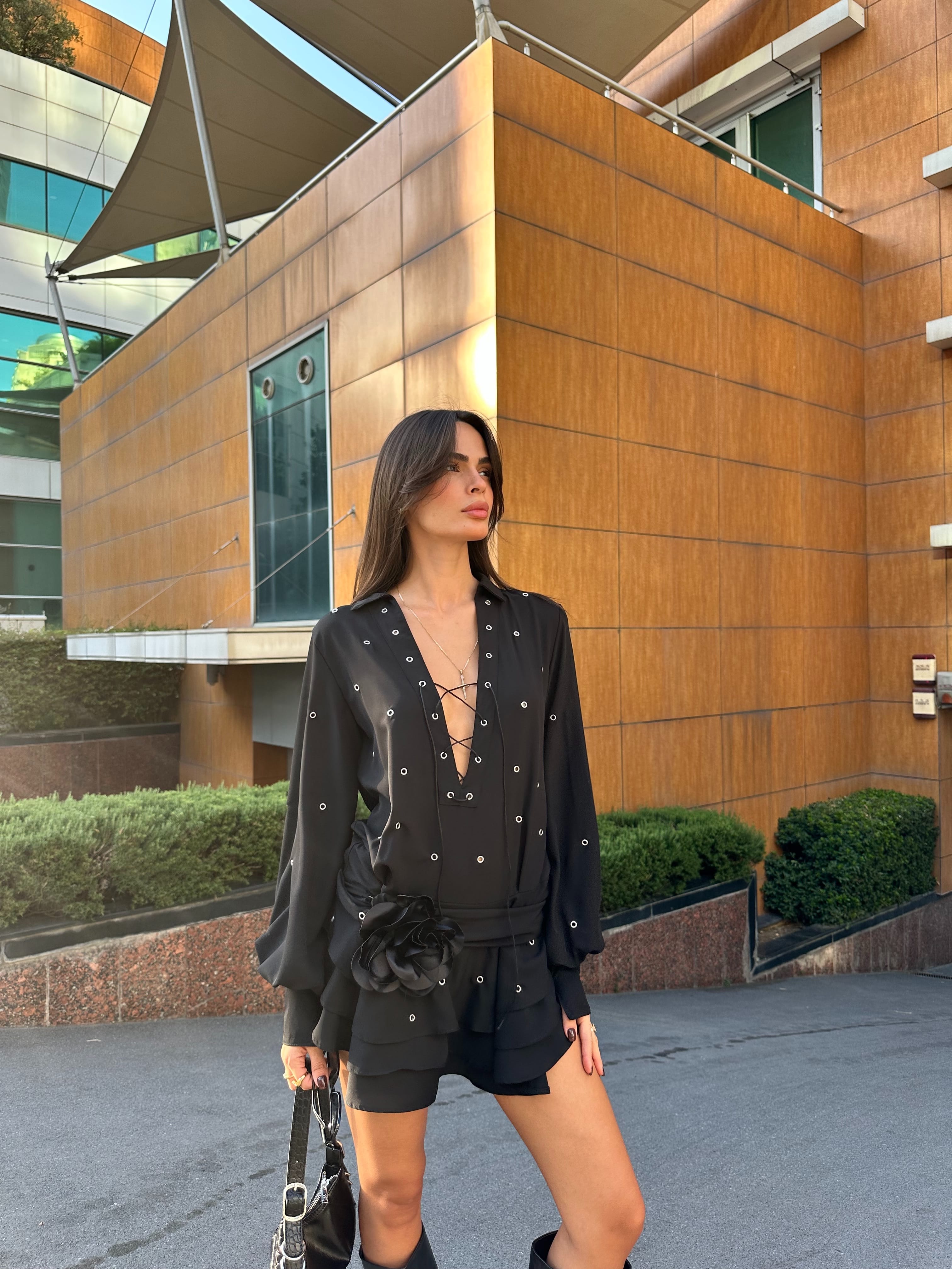 Bronte Çiçekli Tasarım Jessica Kumaş Elbise