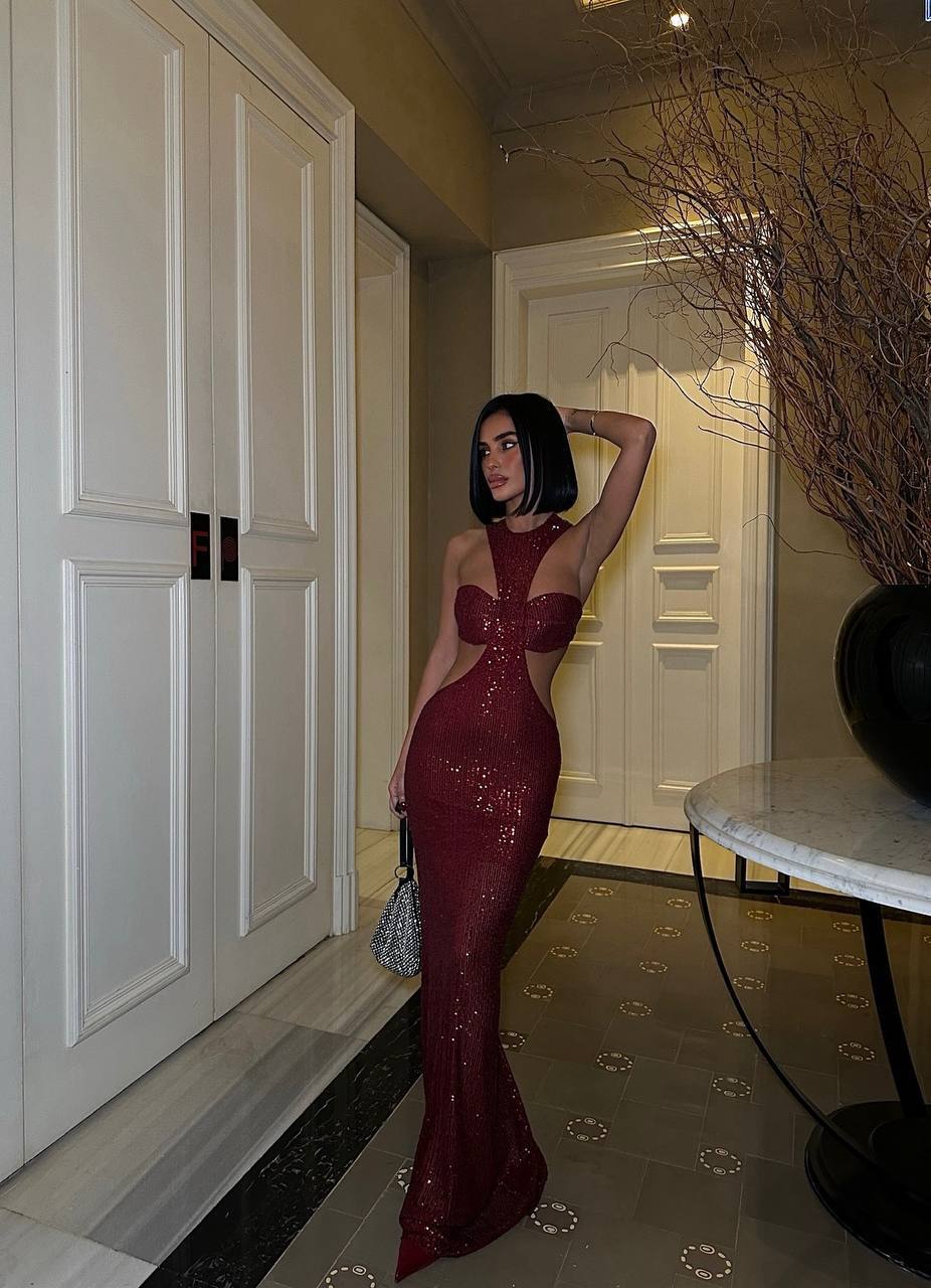 Stella Tasarım Payetli Maxi Boy Elbise