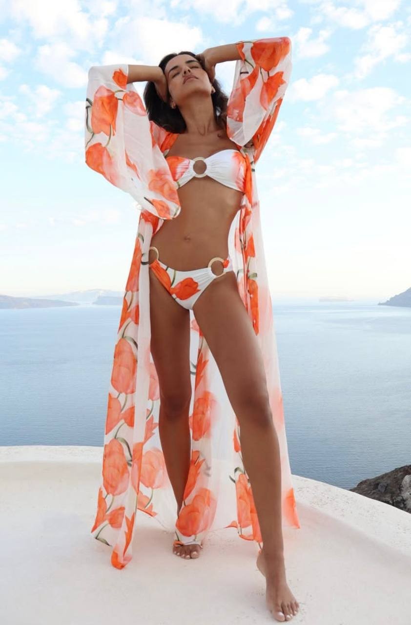 Wayne Metal Aksesuarlı Bikini Pareo İkili Set