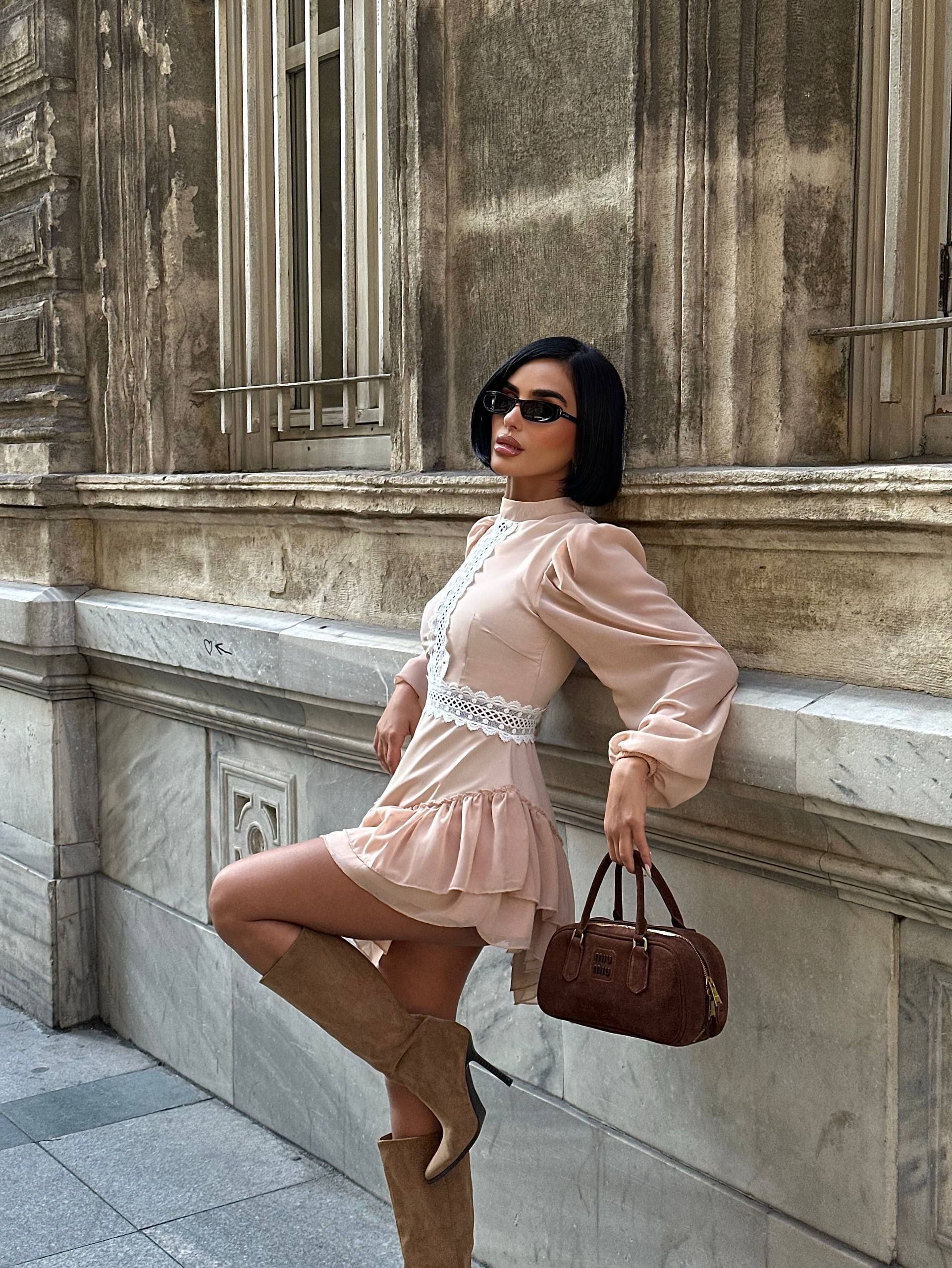 Kaylee Dantel Tasarım Mini Elbise