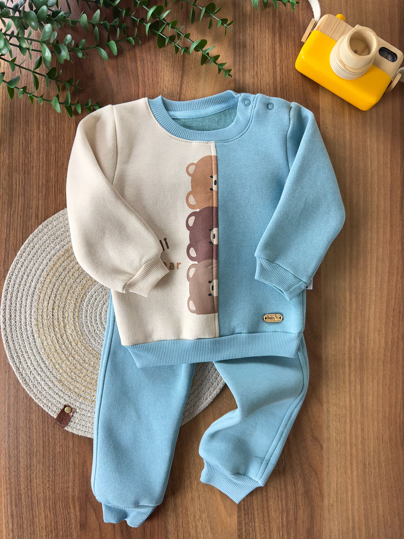 ''Hi Bear'' Erkek Bebek İkili Takım - Mavi