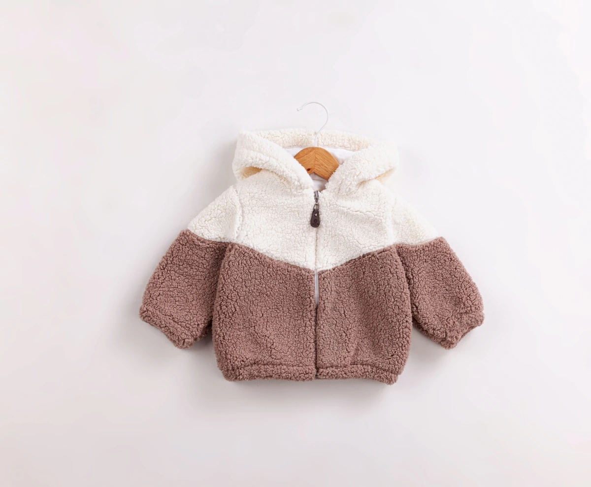 Kapüşonlu Welsoft Erkek Bebek Montu - Kahverengi