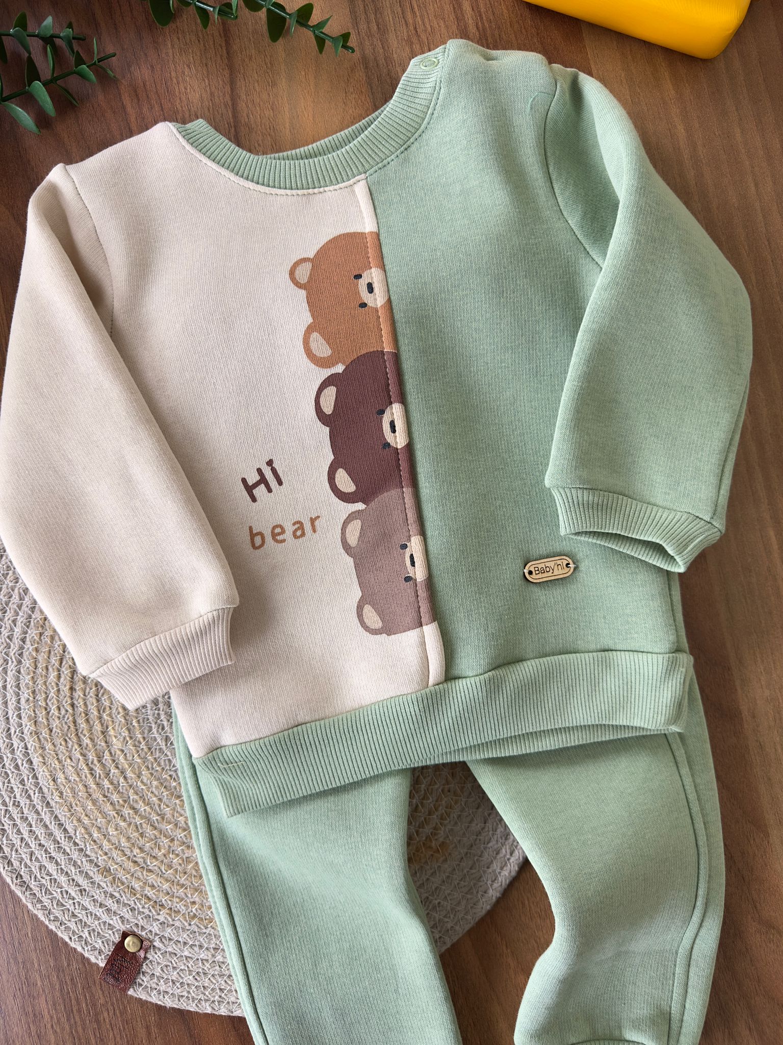 ''Hi Bear'' Erkek Bebek İkili Takım - Yeşil