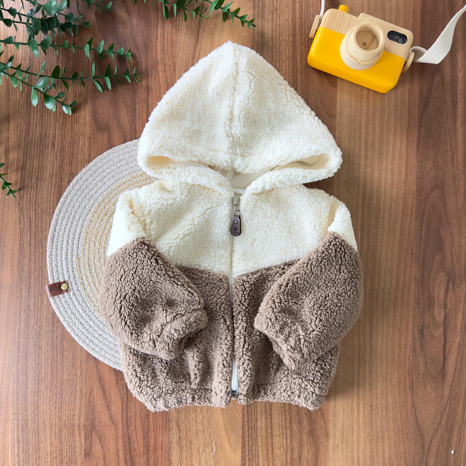 Kapüşonlu Welsoft Erkek Bebek Montu - Kahverengi