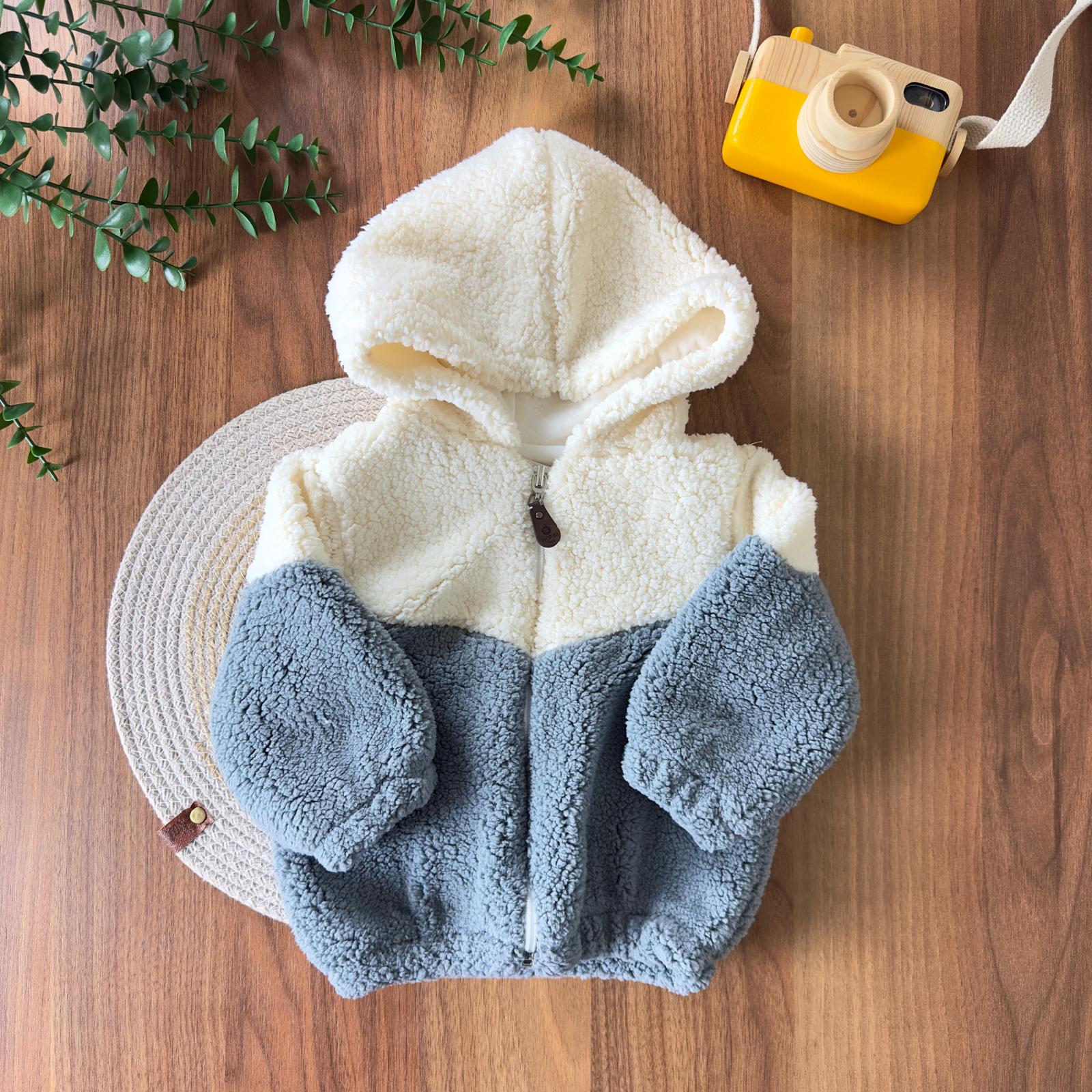 Kapüşonlu Welsoft Erkek Bebek Montu - Füme