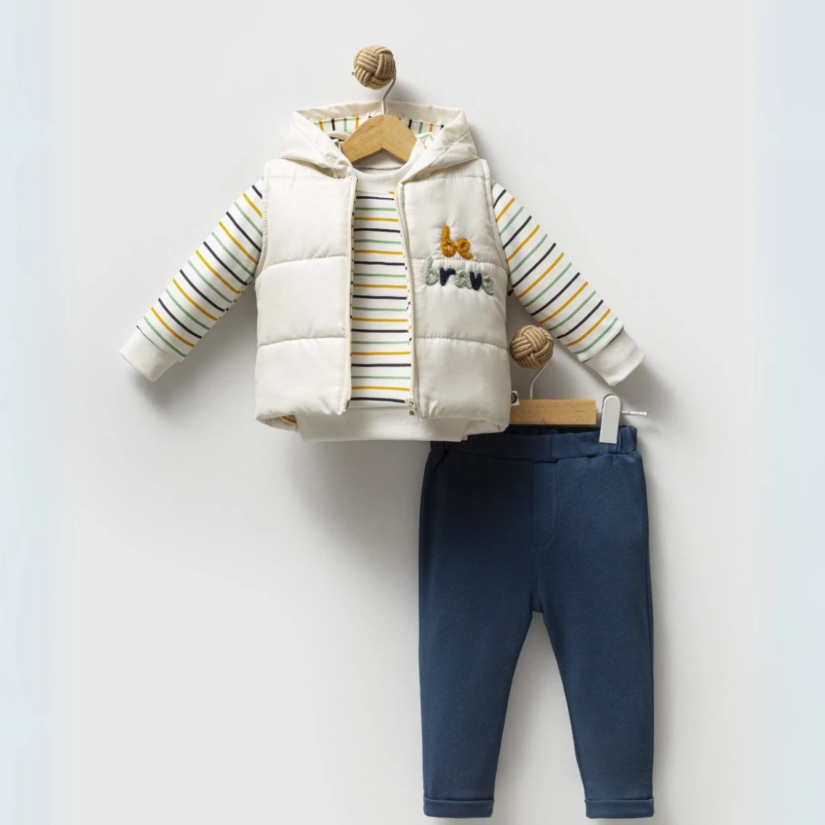 ''Be Brave'' Yelekli Erkek Bebek 3'lü Takım