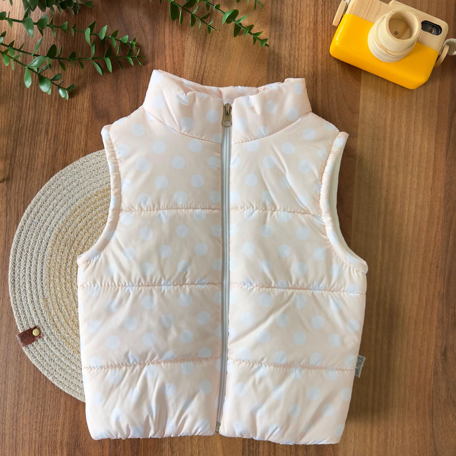 Puantiyeli Somon Renk Kız Bebek Şişme Yelek