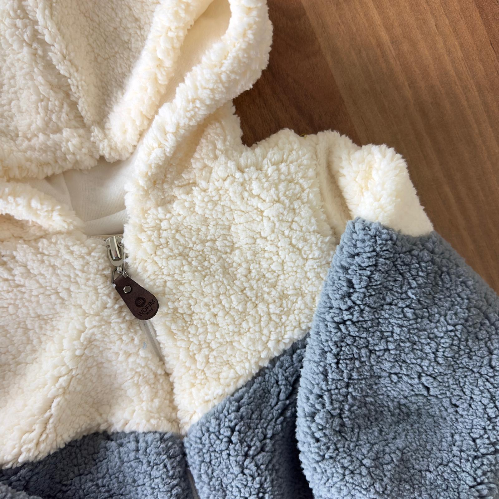 Kapüşonlu Welsoft Erkek Bebek Montu - Füme